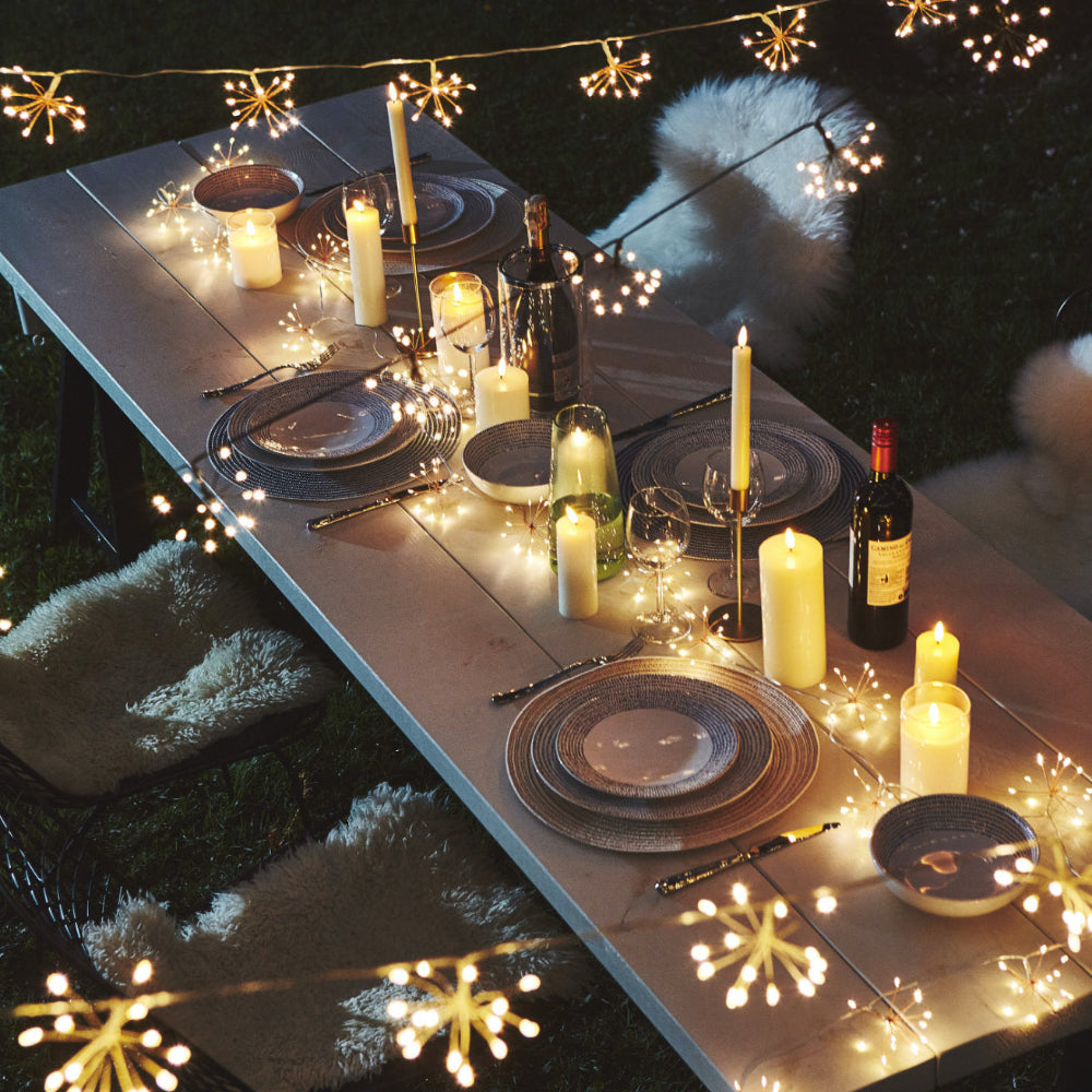 Copper Starburst Fairy String Lights Warm White LED Indoor Outdoor Hanging Décor for Living Room Patio Party Wedding Battery Powered Plug-In | Thomler