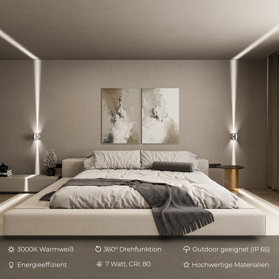Verstellbarer LED-De ckenstrahler, bündig montierbar, 11,9 cm, mattweiß, um 360° drehbare Akzentbeleuchtung für Schlafzimmer, Flure, moderne Wohnungen, flaches Design