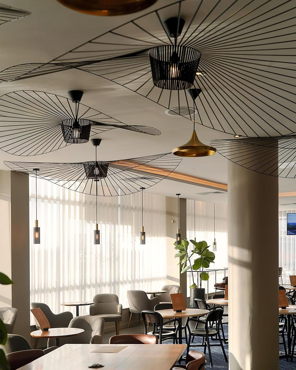 Oversized Woven Ceiling Fixture 47 in Black for Dining & Living Rooms Statement Lighting Above Tables Modern Handcrafted Fiber Shade | Thomler
