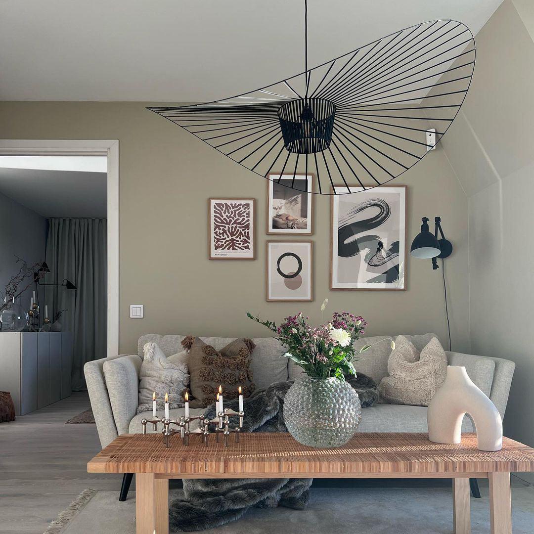 Oversized Woven Ceiling Fixture 47 in Black for Dining & Living Rooms Statement Lighting Above Tables Modern Handcrafted Fiber Shade | Thomler