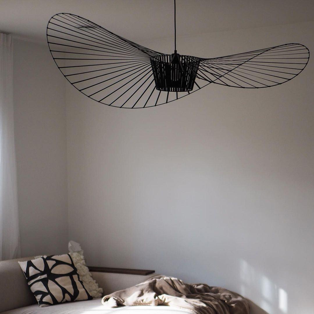 Oversized Woven Ceiling Fixture 47 in Black for Dining & Living Rooms Statement Lighting Above Tables Modern Handcrafted Fiber Shade | Thomler