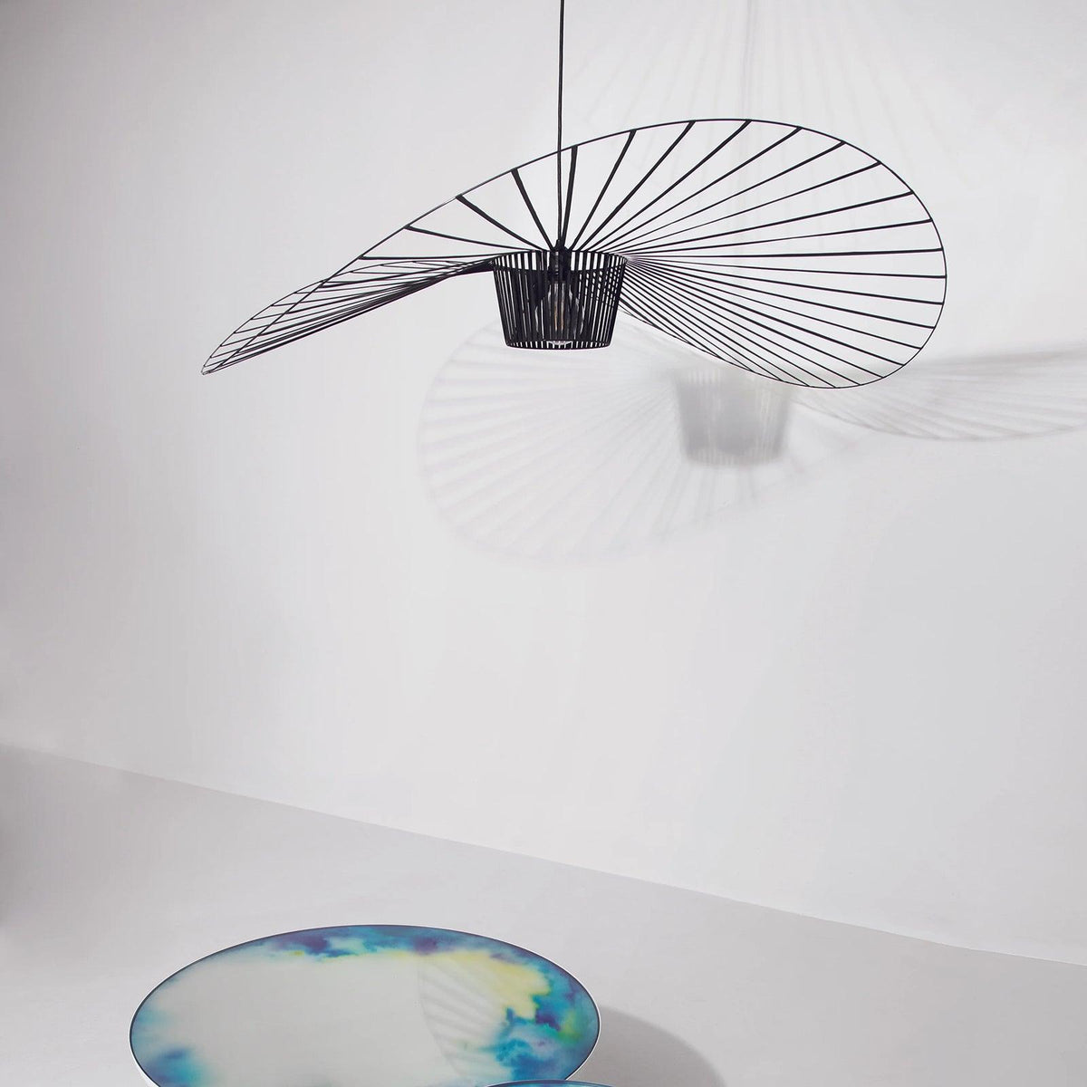Oversized Woven Ceiling Fixture 47 in Black for Dining & Living Rooms Statement Lighting Above Tables Modern Handcrafted Fiber Shade | Thomler