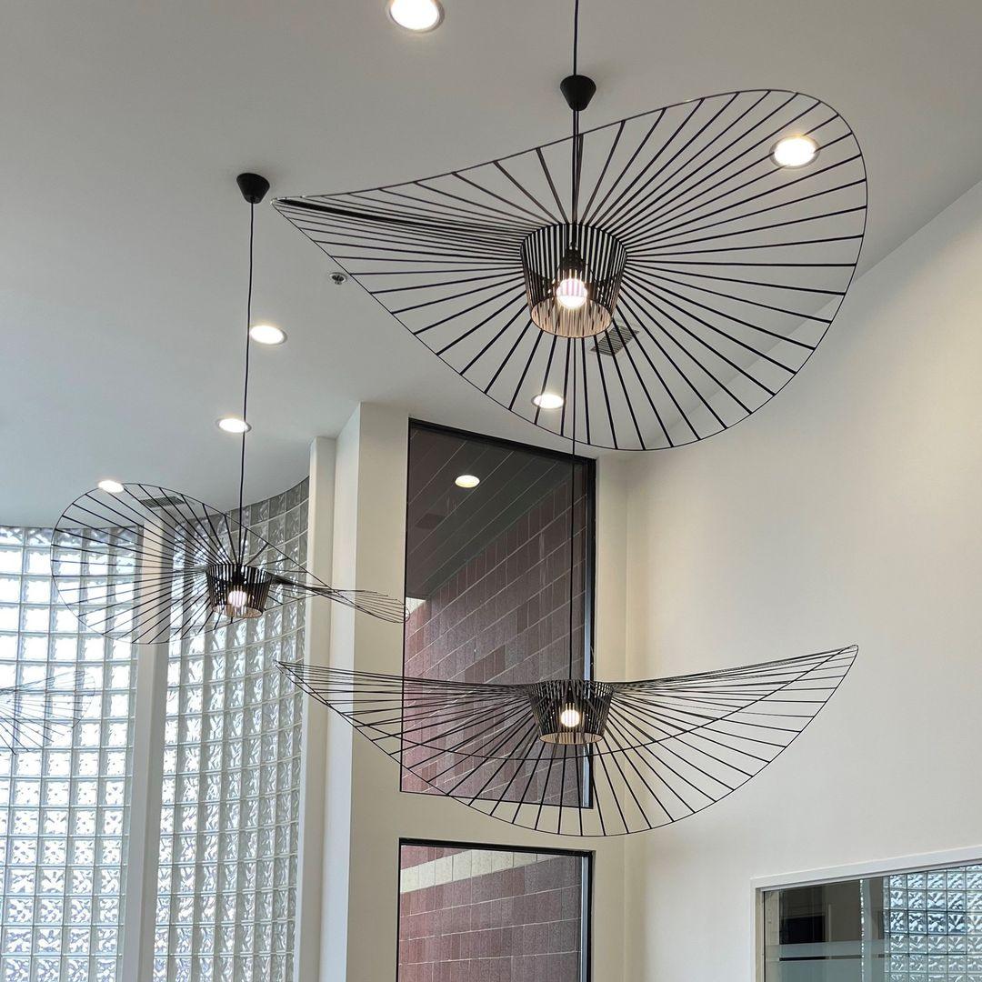 Oversized Woven Ceiling Fixture 47 in Black for Dining & Living Rooms Statement Lighting Above Tables Modern Handcrafted Fiber Shade | Thomler