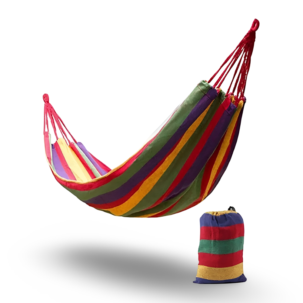 Double Hammock for Patio & Camping – Heavy-Duty Cotton 450 lb Capacity with Carry Bag & Ropes for Backyard Relaxation | Thomler
