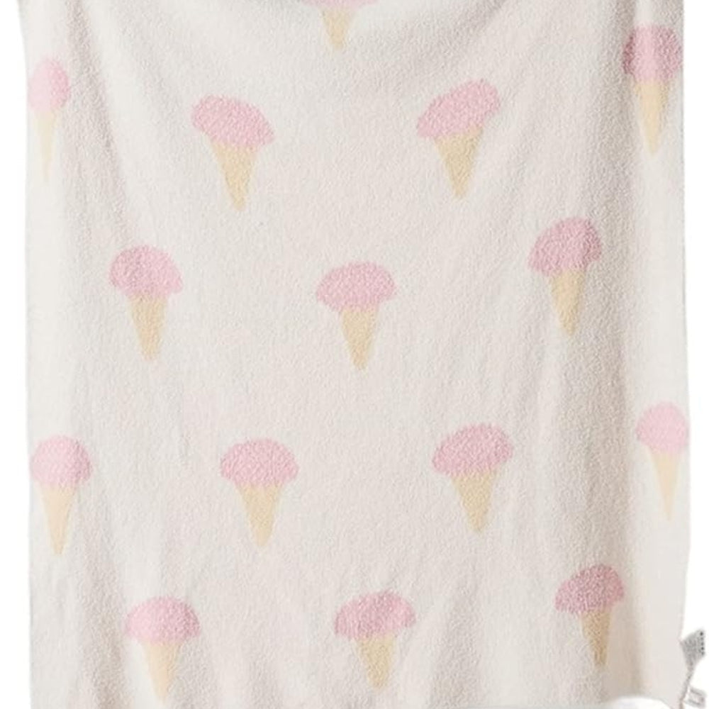 Plush Knitted Dessert-Print Throw Blanket – Cozy Microfiber Velvet for Couch, Bed & Travel – 47×59 in