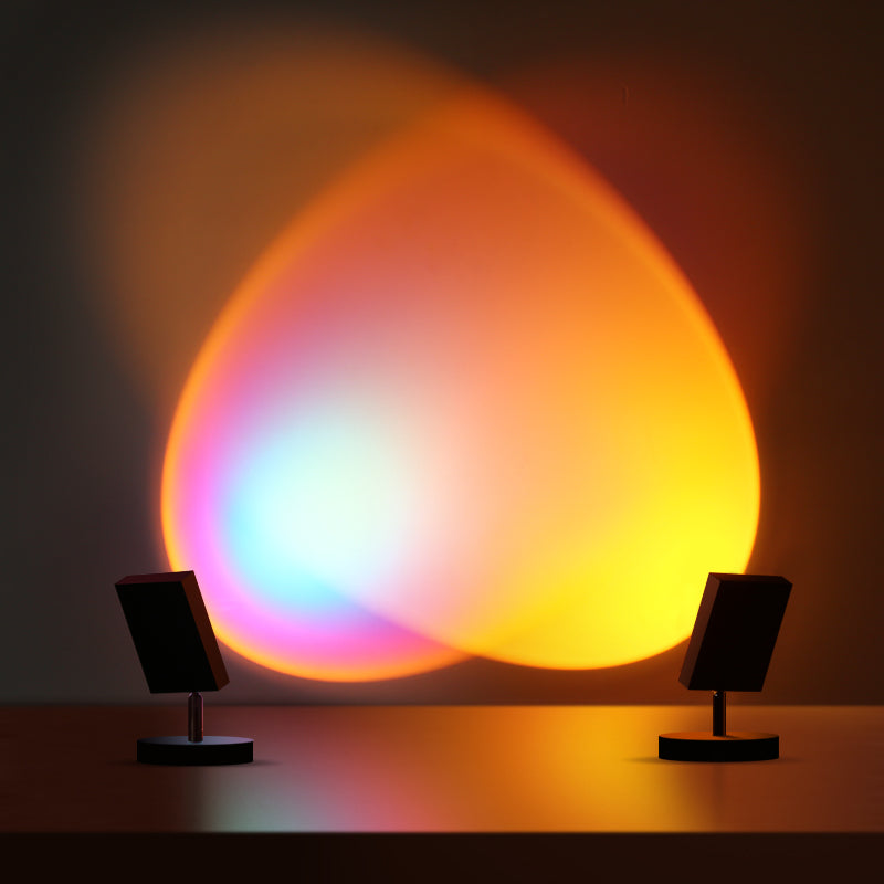 Ambient LED Light Projector Aluminum 4.7×7.8 in Black Red Glow Circle for Bedroom Living Room Home Office Desktop Nightstand | Thomler