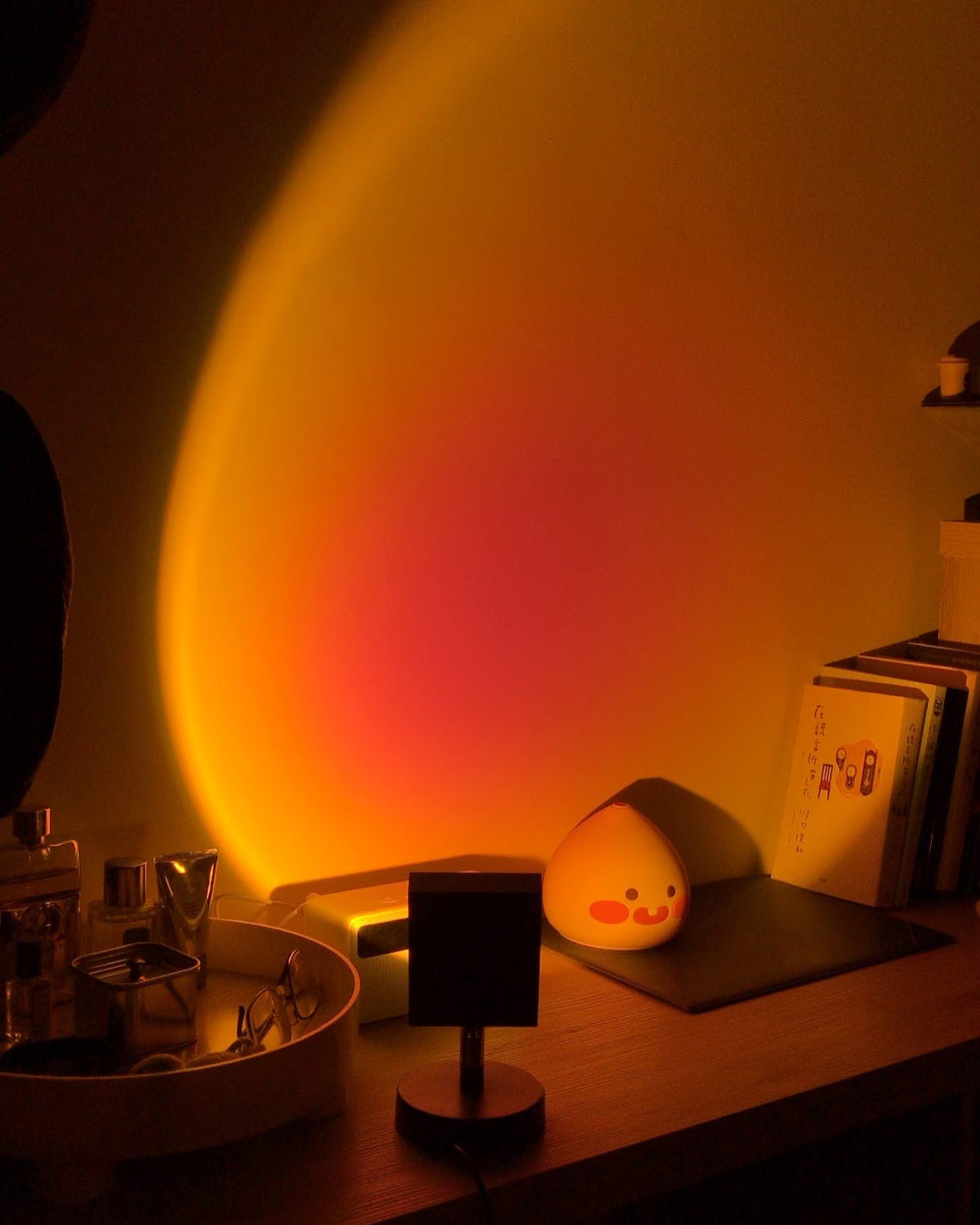 Ambient LED Light Projector Aluminum 4.7×7.8 in Black Red Glow Circle for Bedroom Living Room Home Office Desktop Nightstand | Thomler