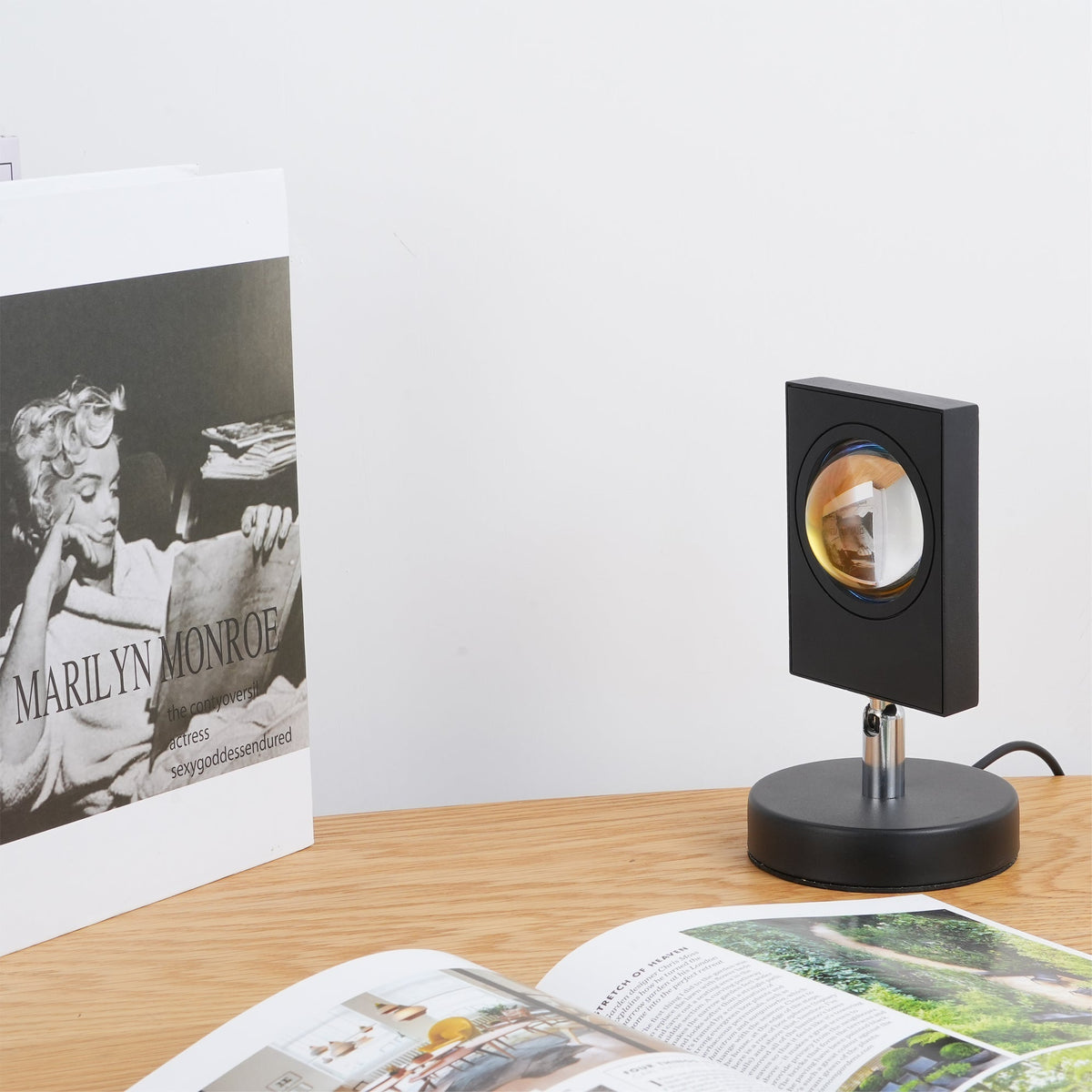 Ambient LED Light Projector Aluminum 4.7×7.8 in Black Red Glow Circle for Bedroom Living Room Home Office Desktop Nightstand | Thomler