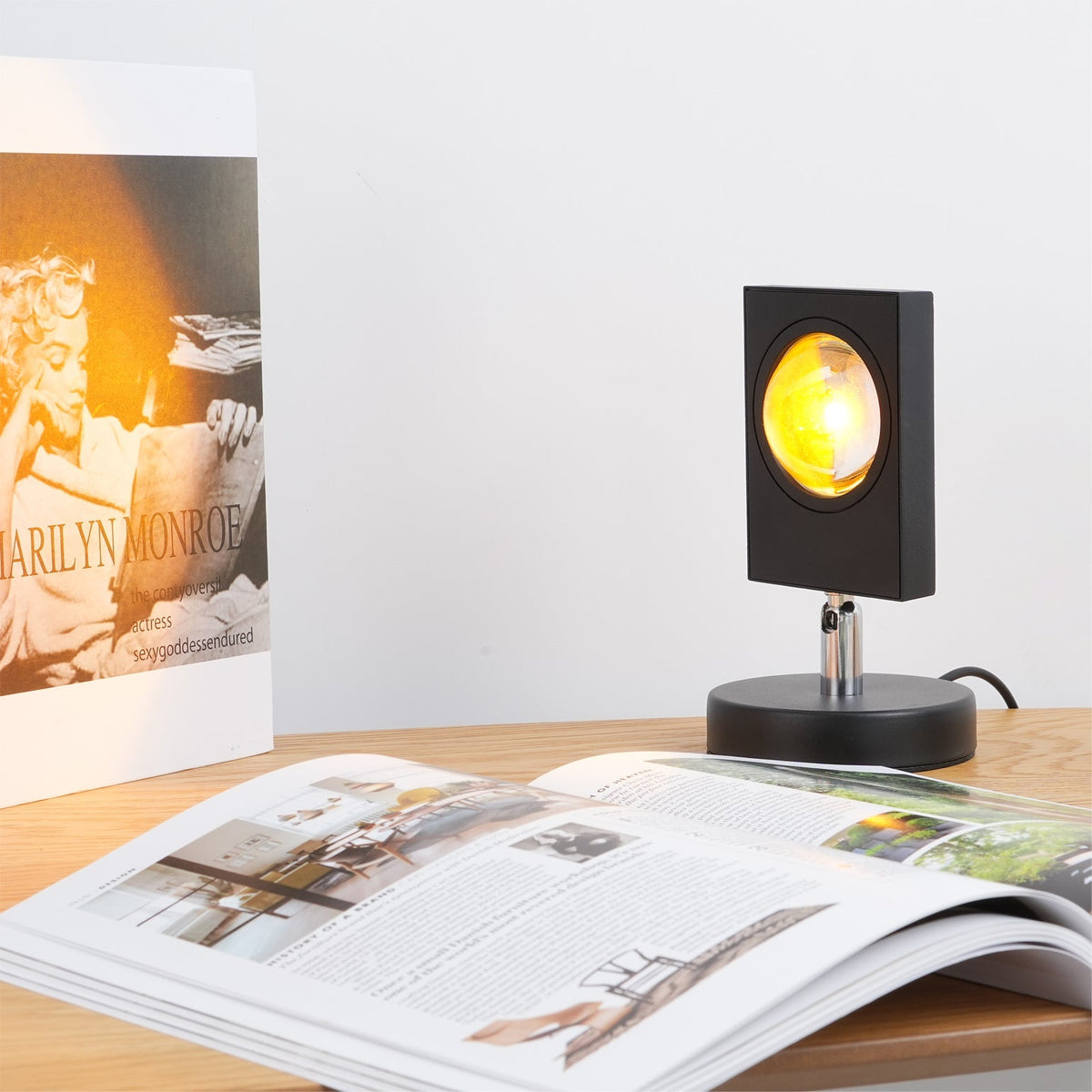 Ambient LED Light Projector Aluminum 4.7×7.8 in Black Red Glow Circle for Bedroom Living Room Home Office Desktop Nightstand | Thomler
