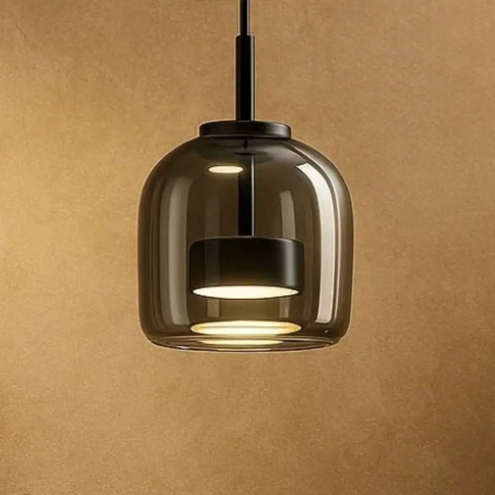 Gradient Glass Drop Ceiling Fixture 13 Inch Smoky Finish Adjustable Cord Height Kitchen Island Dining Area Overhead Illumination Contemporar | Thomler