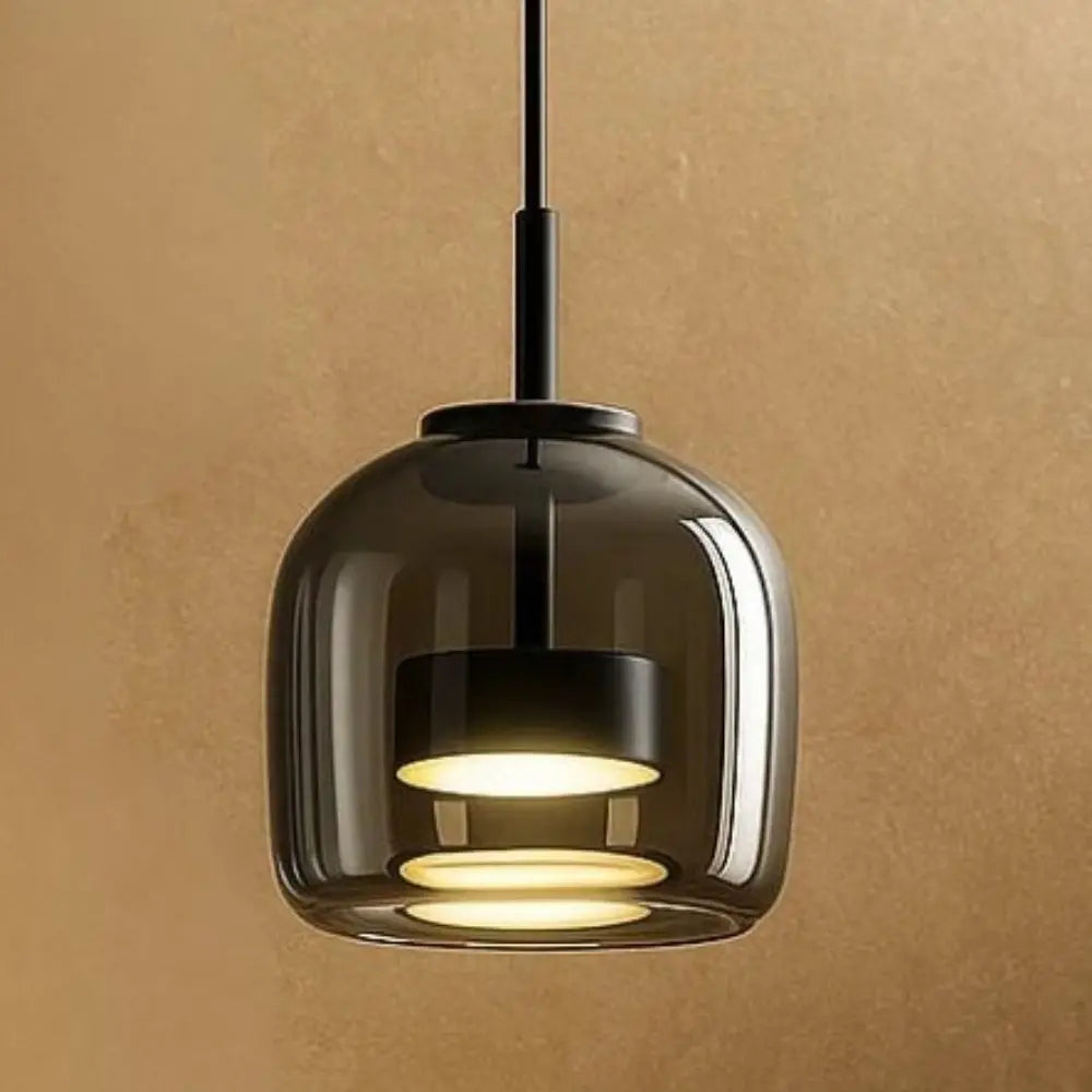 Gradient Glass Drop Ceiling Fixture 13 Inch Smoky Finish Adjustable Cord Height Kitchen Island Dining Area Overhead Illumination Contemporar | Thomler
