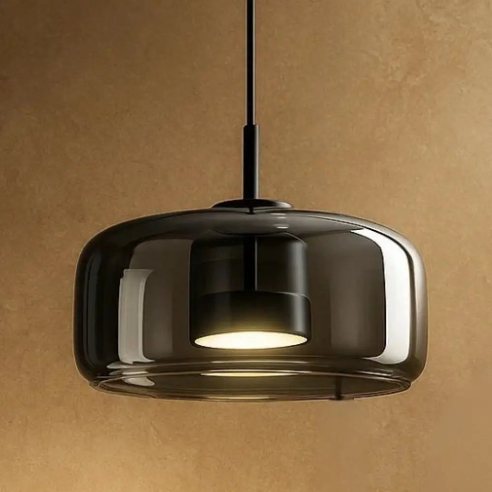 Gradient Glass Drop Ceiling Fixture 13 Inch Smoky Finish Adjustable Cord Height Kitchen Island Dining Area Overhead Illumination Contemporar | Thomler