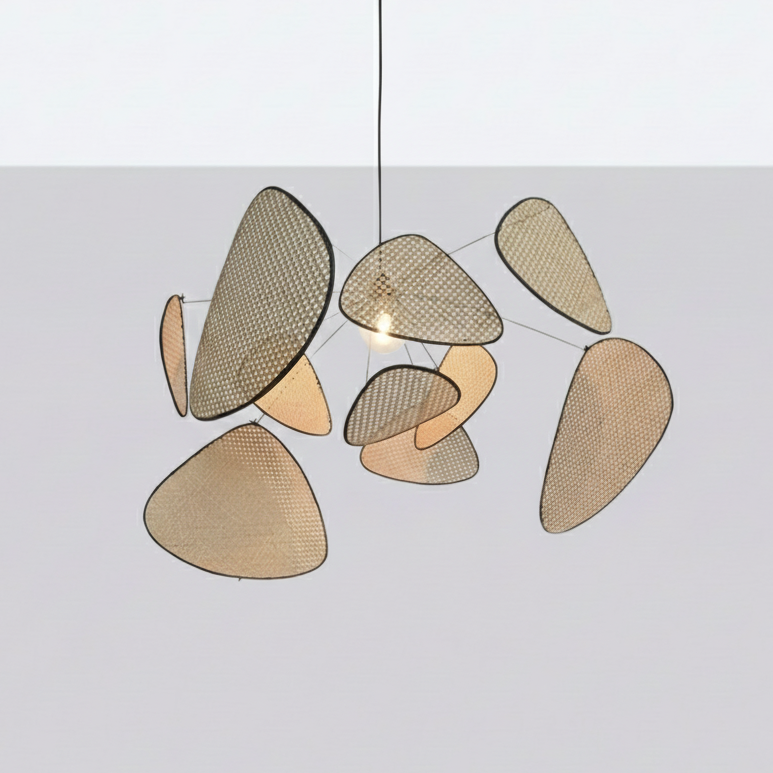 Geweven rotan hanglamp 47 inch ovaal natuurlijke vezel plafondlamp E27 fitting verstelbaar snoer eetkamer slaapkamer boho Scandinavisch Japandi | Thomler