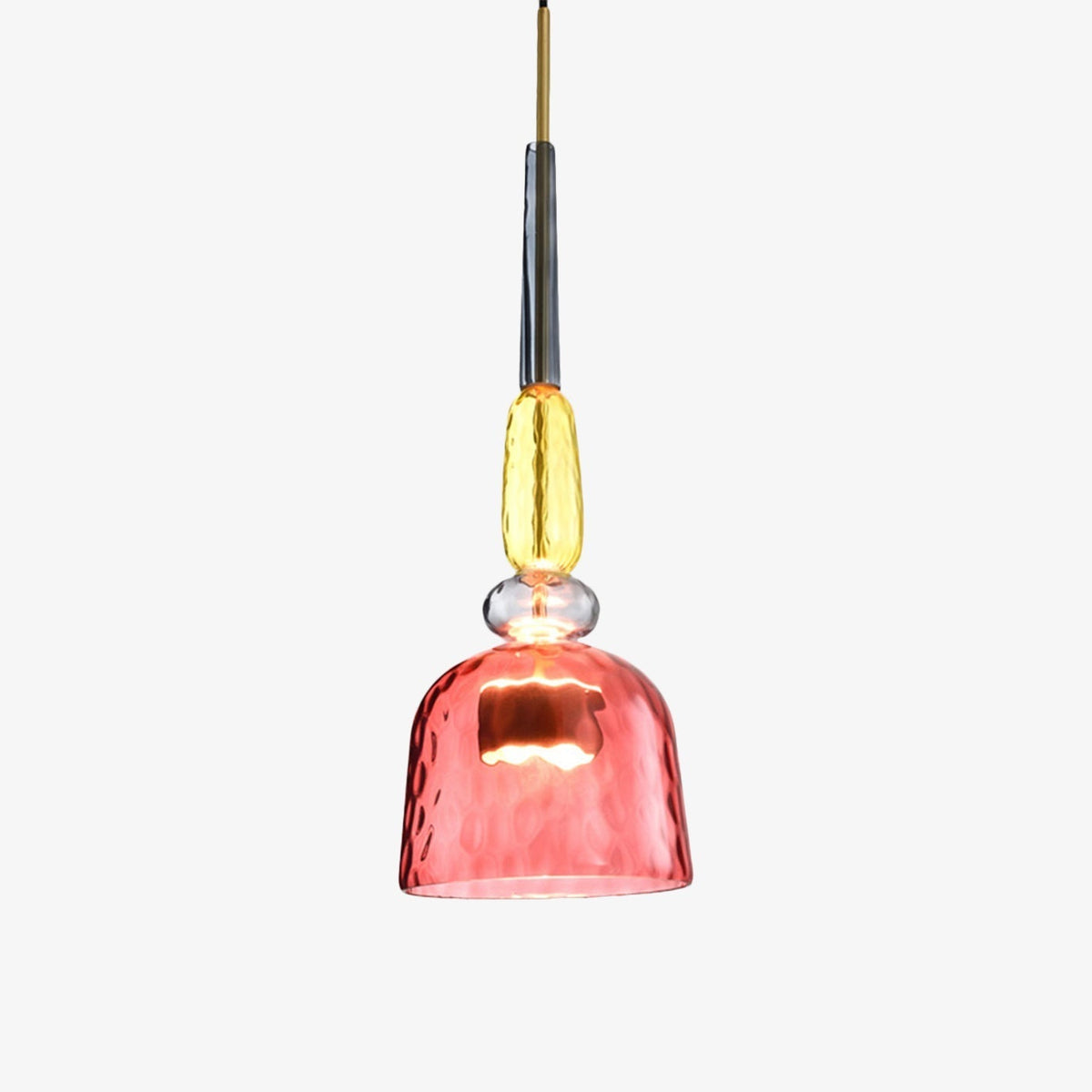 Hanging Glass Shade Fixture with LED Bulb – Adjustable Height Iron Ceiling Light for Kitchen Island Dining Room Bedroom – 6 in Colored Glass | Thomler