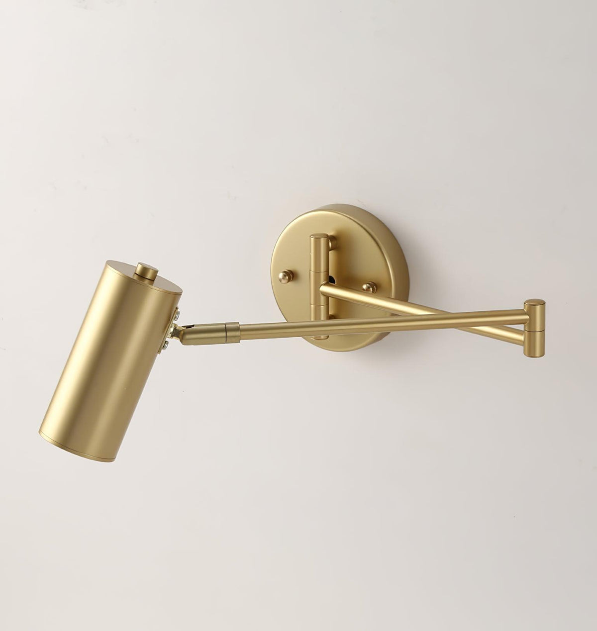 Aplique de pared LED con brazo giratorio y soporte extensible para dormitorio, pasillo, rincón de lectura e iluminación de tareas. Lámpara moderna regulable, oro y negro | Thomler