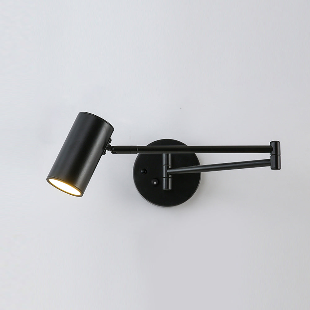 Aplique de pared LED con brazo giratorio y soporte extensible para dormitorio, pasillo, rincón de lectura e iluminación de tareas. Lámpara moderna regulable, oro y negro | Thomler