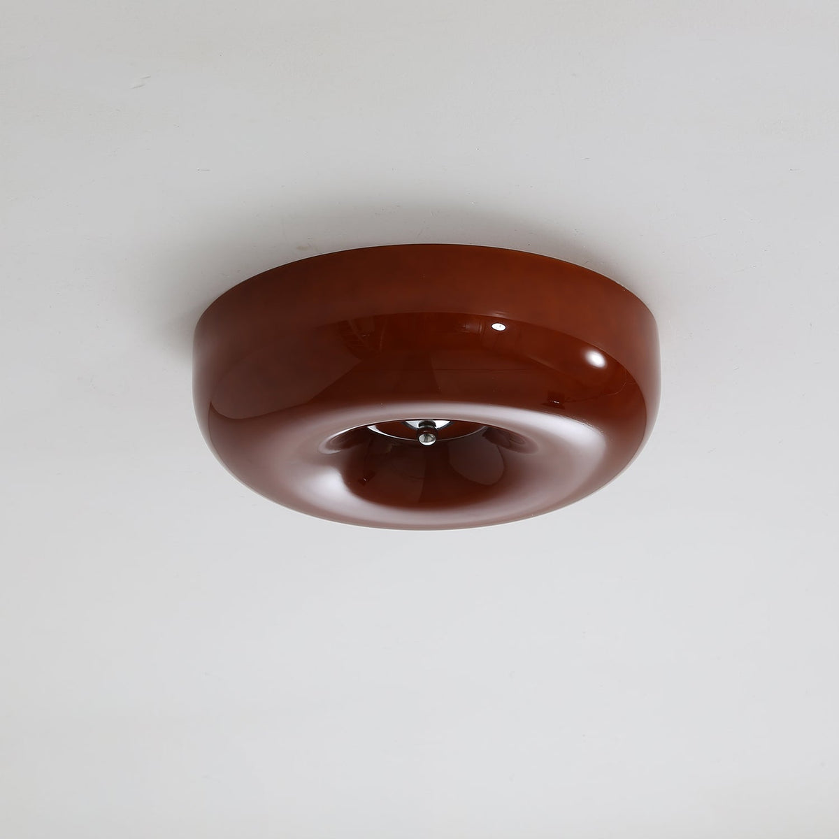 LED-Deckenleuchte chrom strukturiertes Glas, integrierte Beleuchtung, 16 Zoll rund, flaches Design für Schlafzimmer, Wohnzimmer, Esszimmer | Thomler