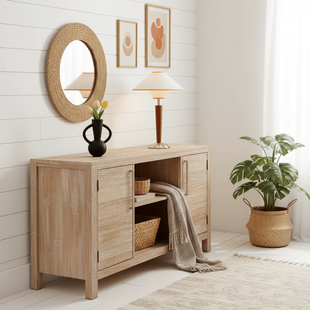 Fabric Shade Table Lamp 17 in for Nightstand & Side Table - Wood Base with E26 Socket for Bedroom Living Room Office Desk Reading Light Mini | Thomler