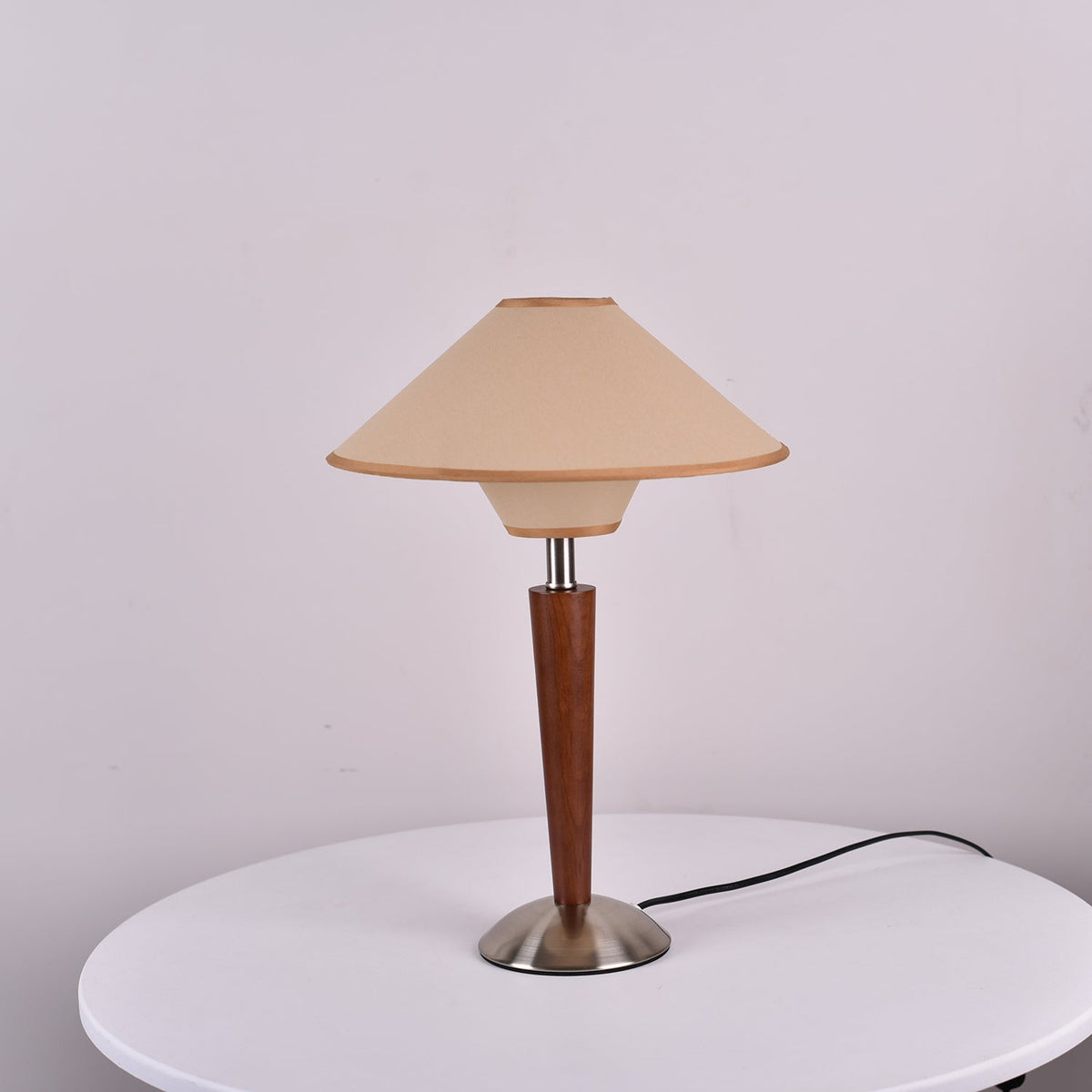 Fabric Shade Table Lamp 17 in for Nightstand & Side Table - Wood Base with E26 Socket for Bedroom Living Room Office Desk Reading Light Mini | Thomler