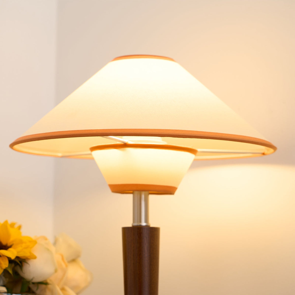 Fabric Shade Table Lamp 17 in for Nightstand & Side Table - Wood Base with E26 Socket for Bedroom Living Room Office Desk Reading Light Mini | Thomler