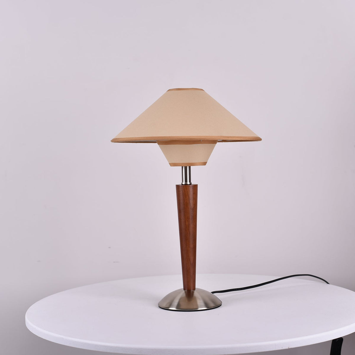 Fabric Shade Table Lamp 17 in for Nightstand & Side Table - Wood Base with E26 Socket for Bedroom Living Room Office Desk Reading Light Mini | Thomler