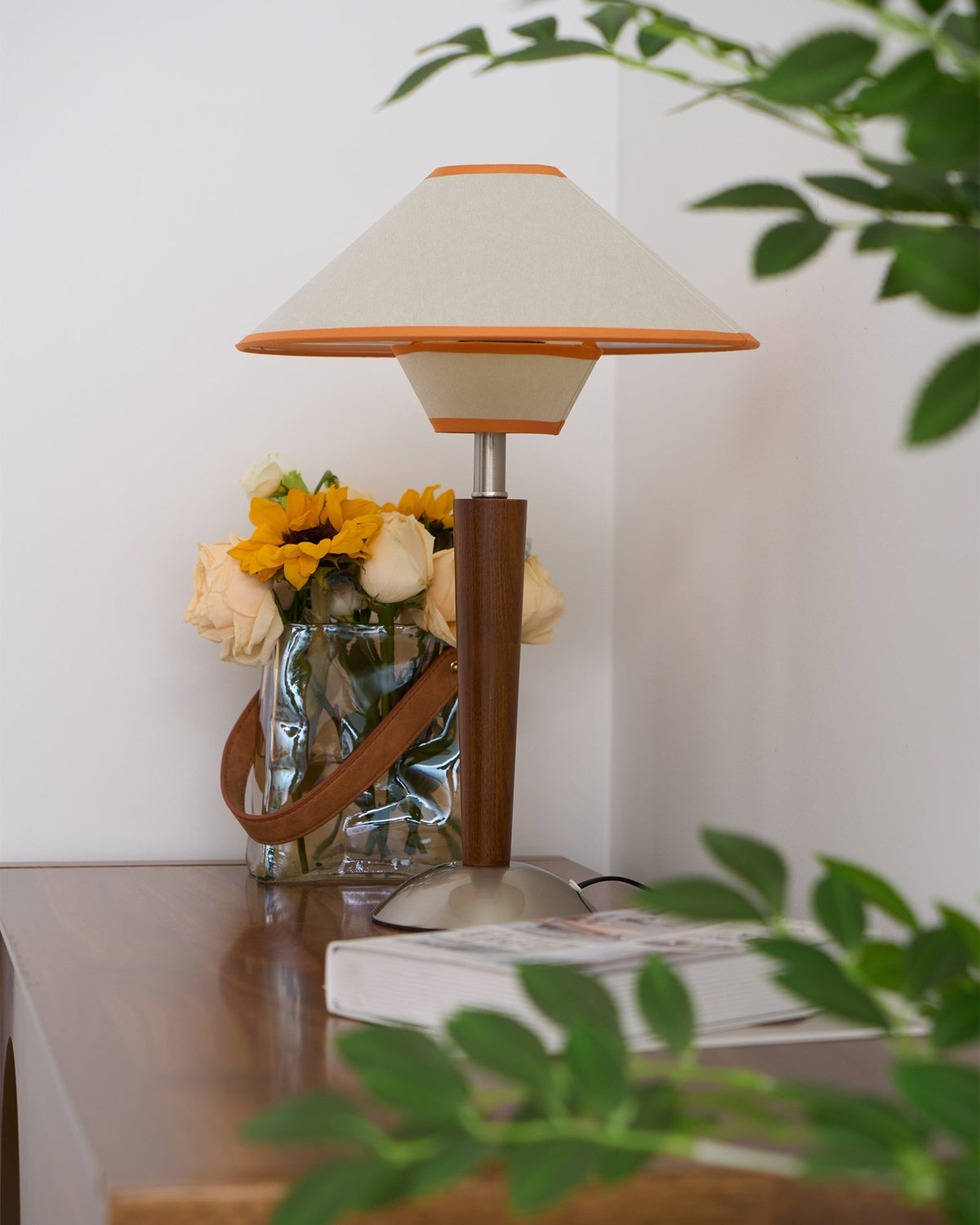Fabric Shade Table Lamp 17 in for Nightstand & Side Table - Wood Base with E26 Socket for Bedroom Living Room Office Desk Reading Light Mini | Thomler