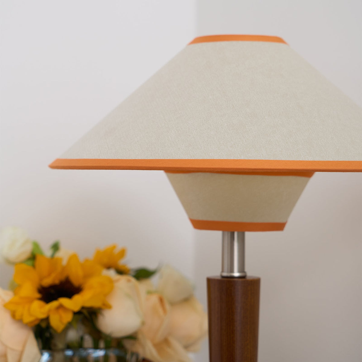 Fabric Shade Table Lamp 17 in for Nightstand & Side Table - Wood Base with E26 Socket for Bedroom Living Room Office Desk Reading Light Mini | Thomler