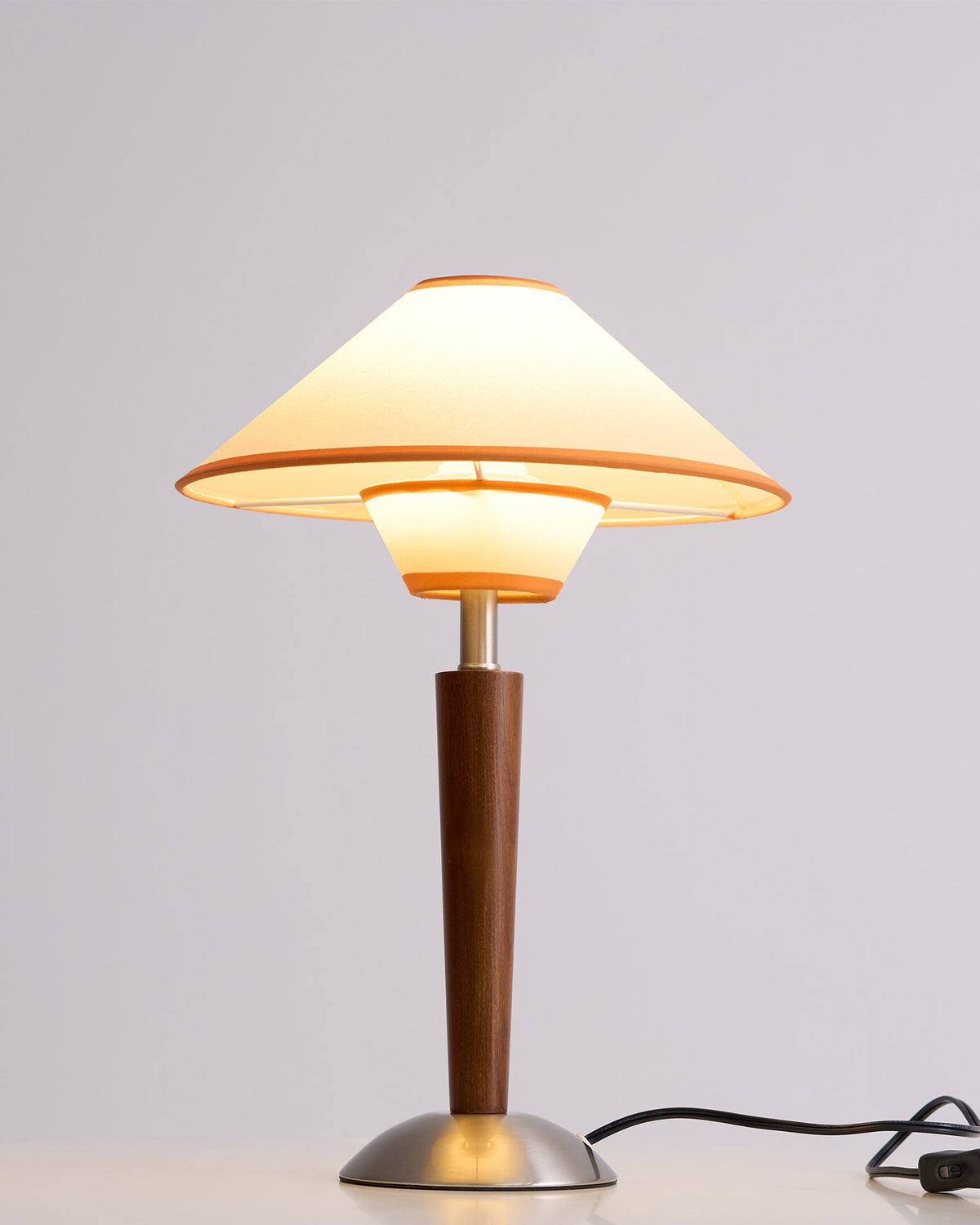 Fabric Shade Table Lamp 17 in for Nightstand & Side Table - Wood Base with E26 Socket for Bedroom Living Room Office Desk Reading Light Mini | Thomler