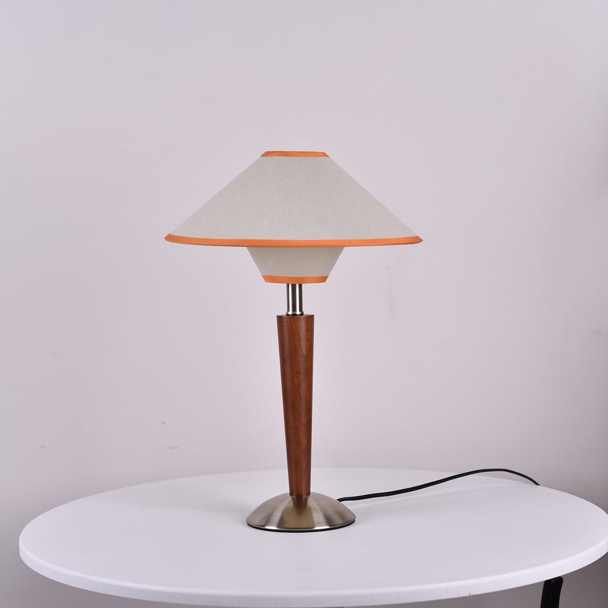 Fabric Shade Table Lamp 17 in for Nightstand & Side Table - Wood Base with E26 Socket for Bedroom Living Room Office Desk Reading Light Mini | Thomler