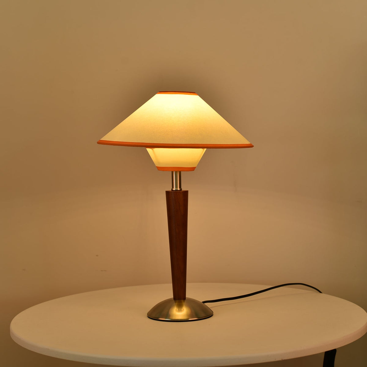 Fabric Shade Table Lamp 17 in for Nightstand & Side Table - Wood Base with E26 Socket for Bedroom Living Room Office Desk Reading Light Mini | Thomler