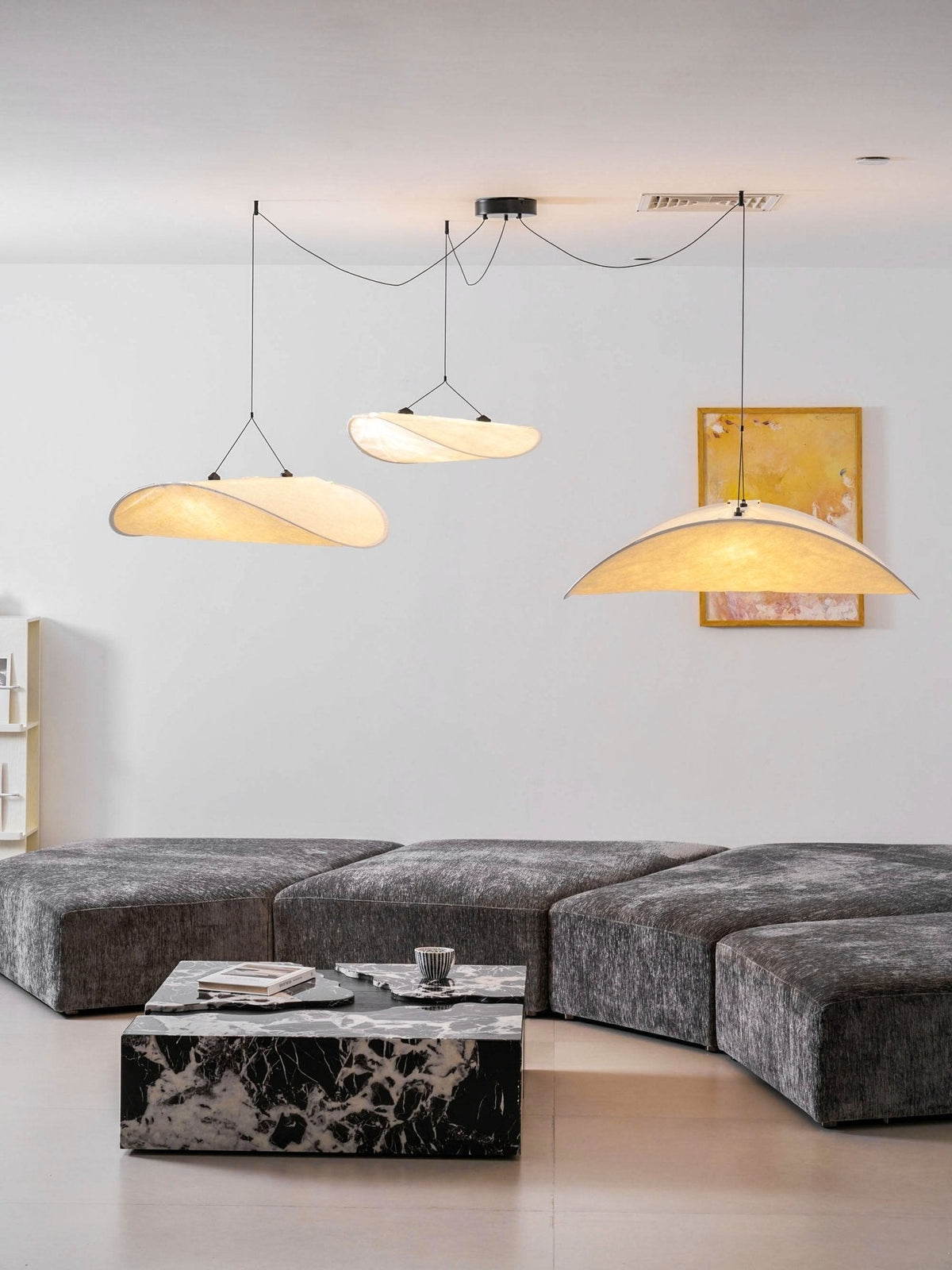 Lámpara colgante de pantalla de papel extragrande con altura ajustable, candelabro contemporáneo para isla de cocina, lámpara de techo para comedor | Thomler
