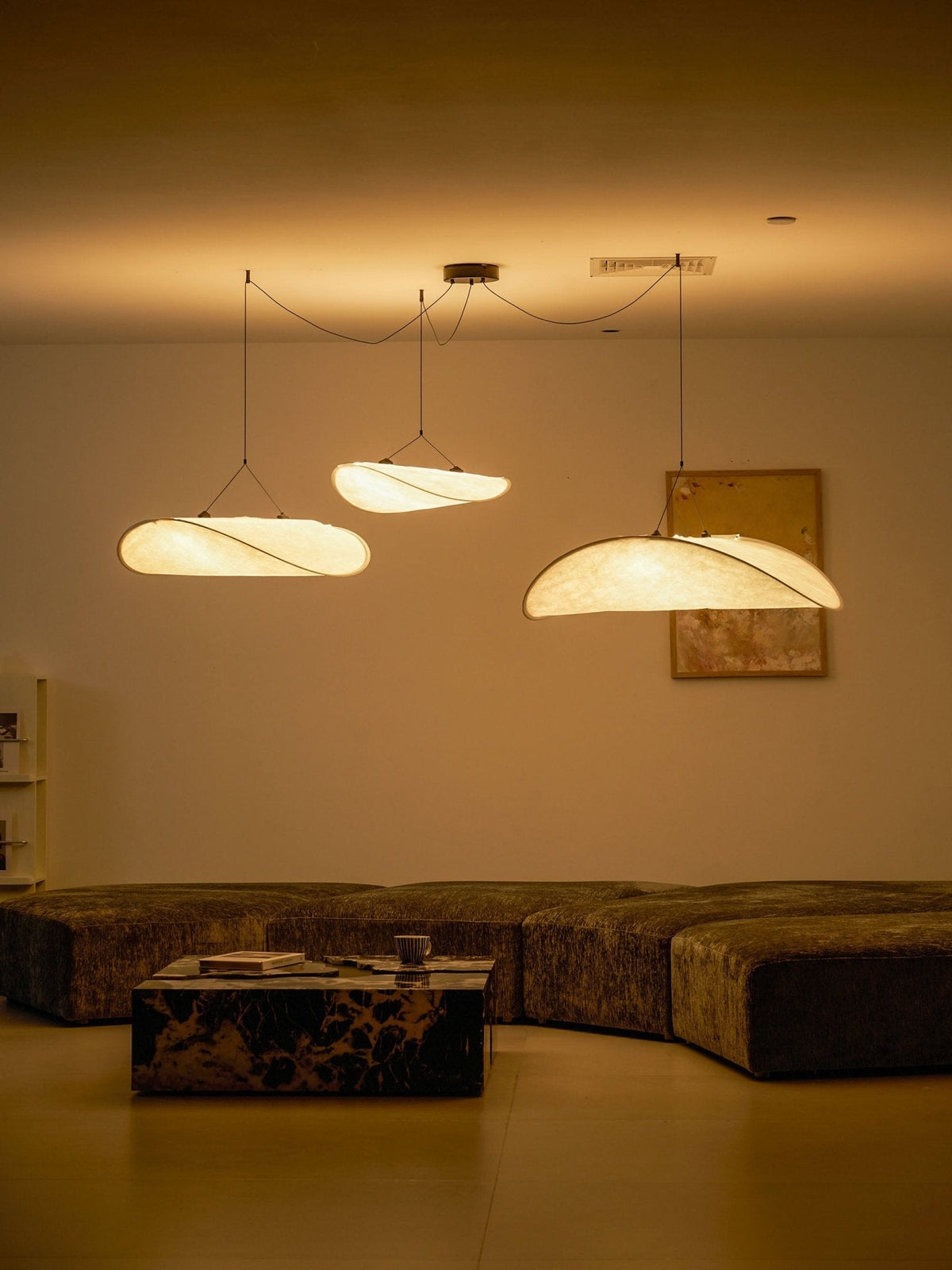 Lámpara colgante de pantalla de papel extragrande con altura ajustable, candelabro contemporáneo para isla de cocina, lámpara de techo para comedor | Thomler