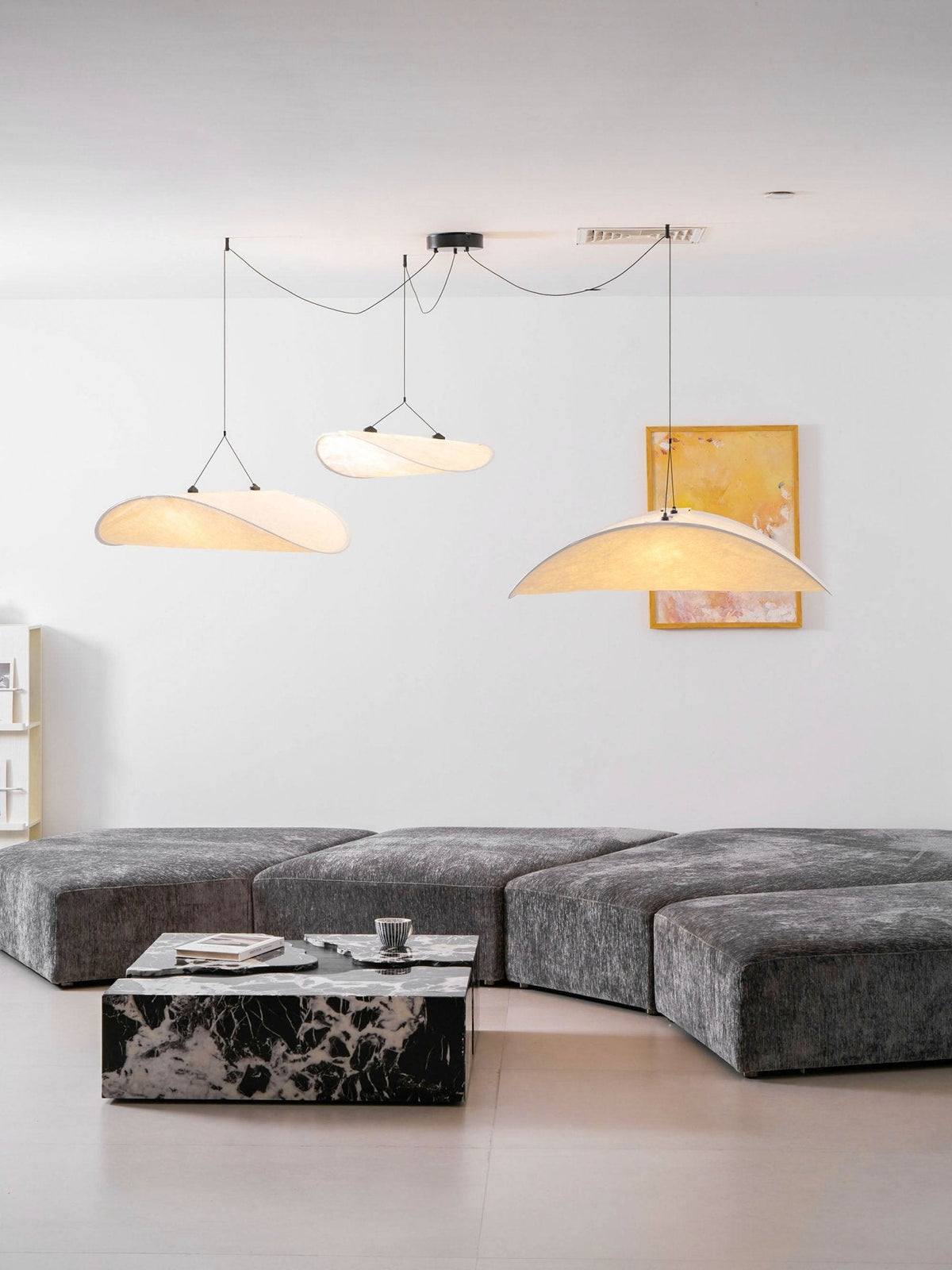 Lámpara colgante de pantalla de papel extragrande con altura ajustable, candelabro contemporáneo para isla de cocina, lámpara de techo para comedor | Thomler