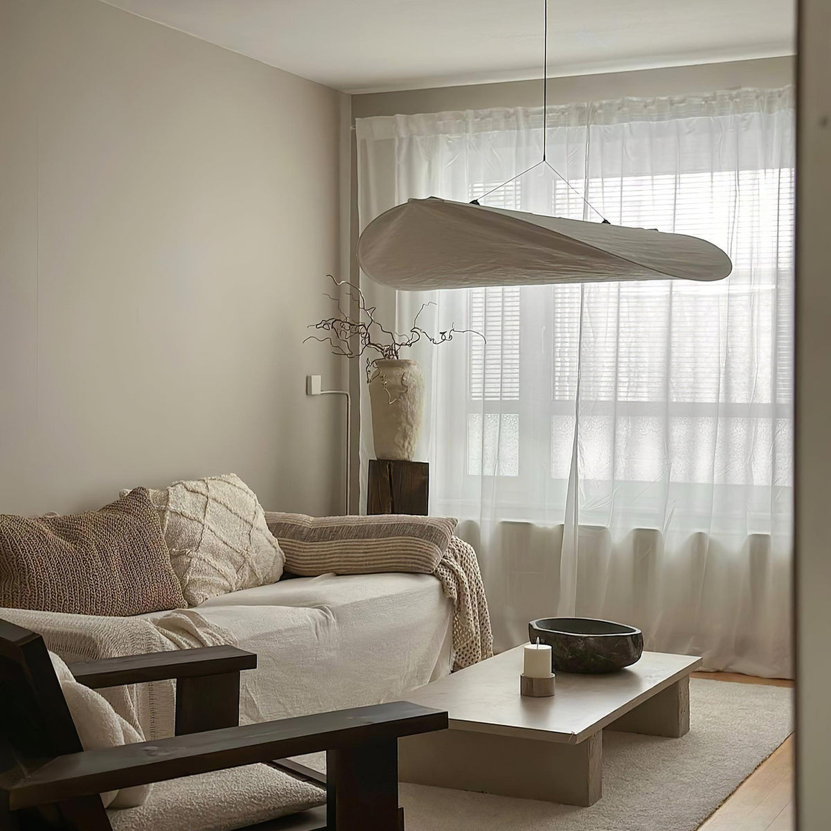 Cloud Paper Ceiling Fixture 24-Inch Hanging Lamp Modern Overhead Lighting for Dining Kitchen Living Room Adjustable Height LED | Thomler