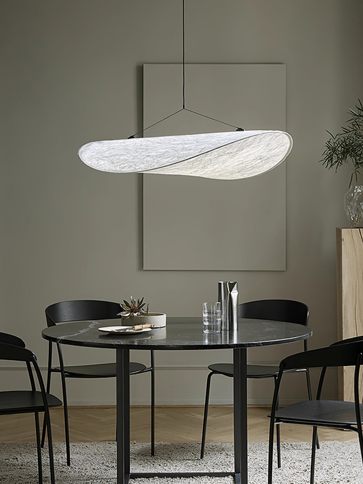 Lámpara colgante de pantalla de papel extragrande con altura ajustable, candelabro contemporáneo para isla de cocina, lámpara de techo para comedor | Thomler