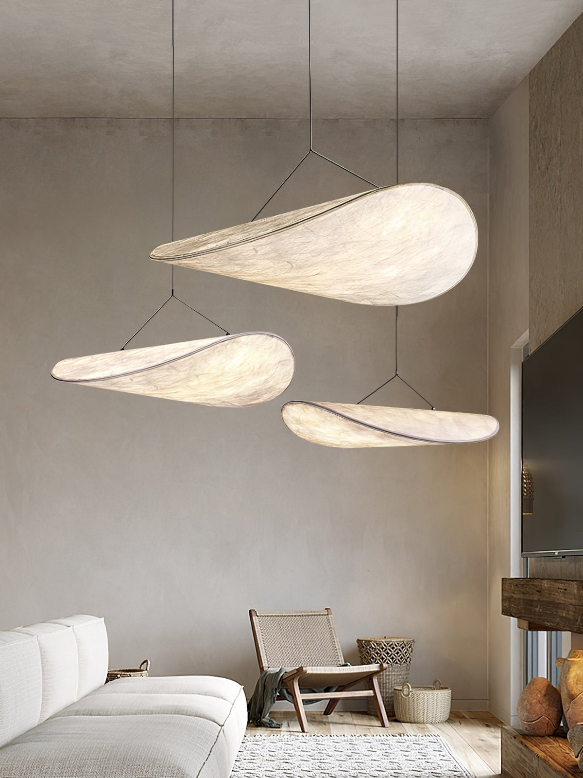 Lámpara colgante de pantalla de papel extragrande con altura ajustable, candelabro contemporáneo para isla de cocina, lámpara de techo para comedor | Thomler