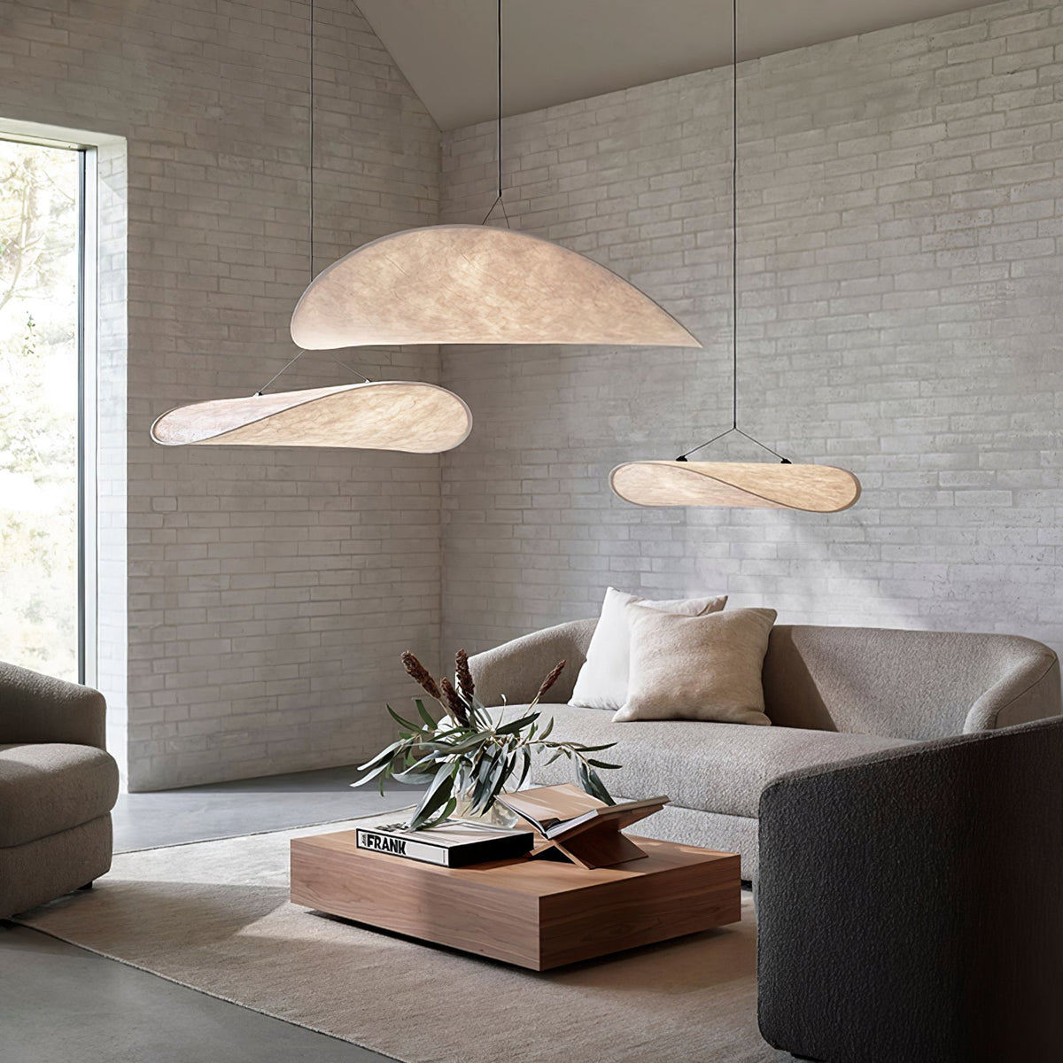 Lámpara colgante de pantalla de papel extragrande con altura ajustable, candelabro contemporáneo para isla de cocina, lámpara de techo para comedor | Thomler