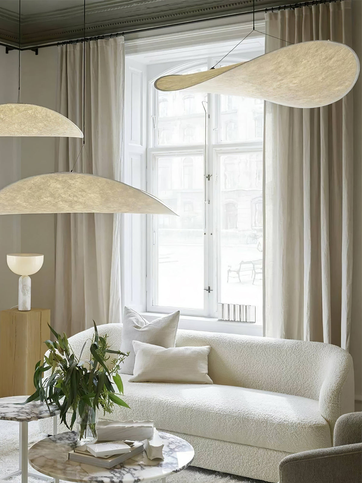 Lámpara colgante de pantalla de papel extragrande con altura ajustable, candelabro contemporáneo para isla de cocina, lámpara de techo para comedor | Thomler