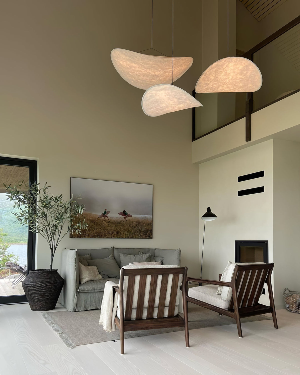 Lámpara colgante de pantalla de papel extragrande con altura ajustable, candelabro contemporáneo para isla de cocina, lámpara de techo para comedor | Thomler