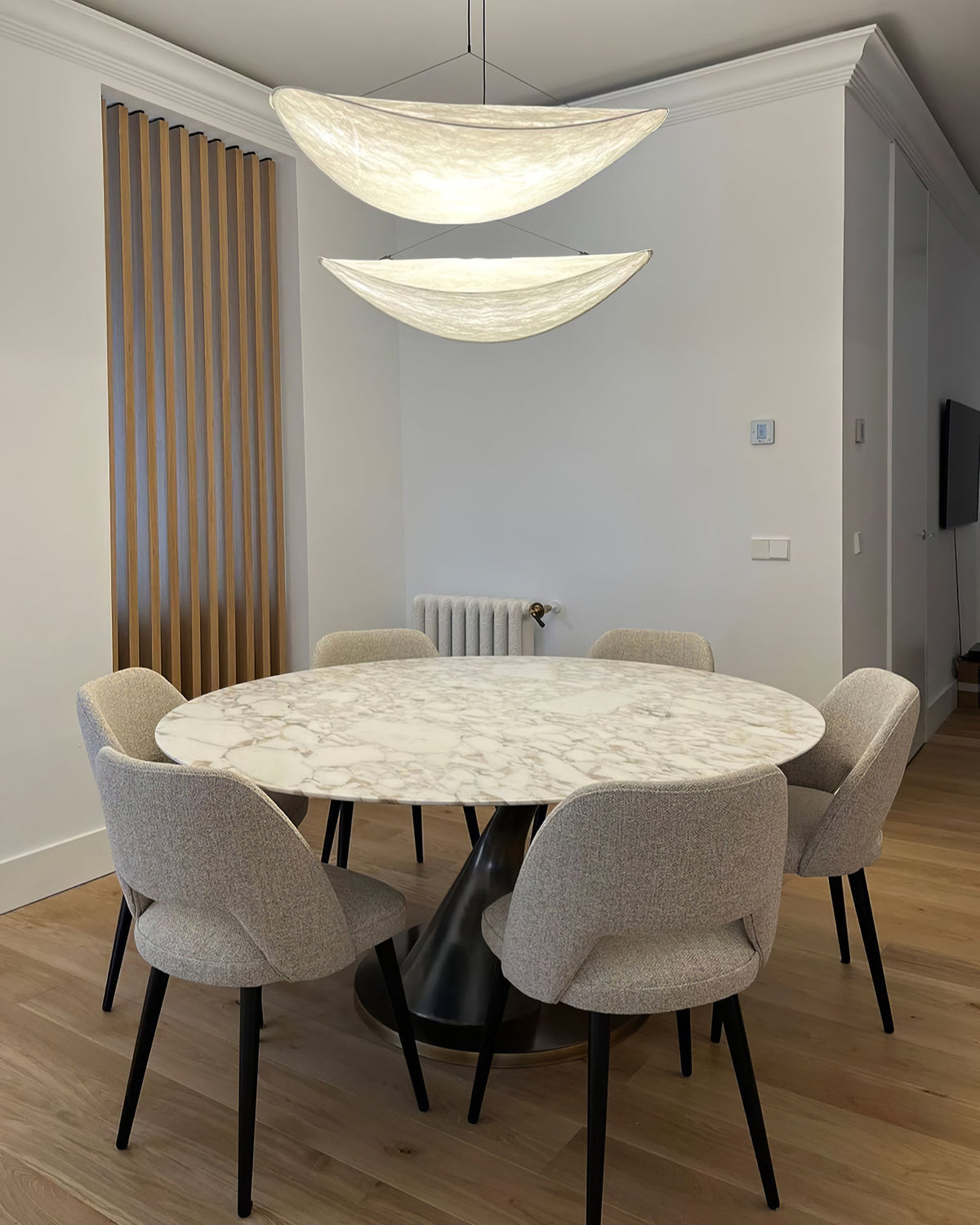 Lámpara colgante de pantalla de papel extragrande con altura ajustable, candelabro contemporáneo para isla de cocina, lámpara de techo para comedor | Thomler