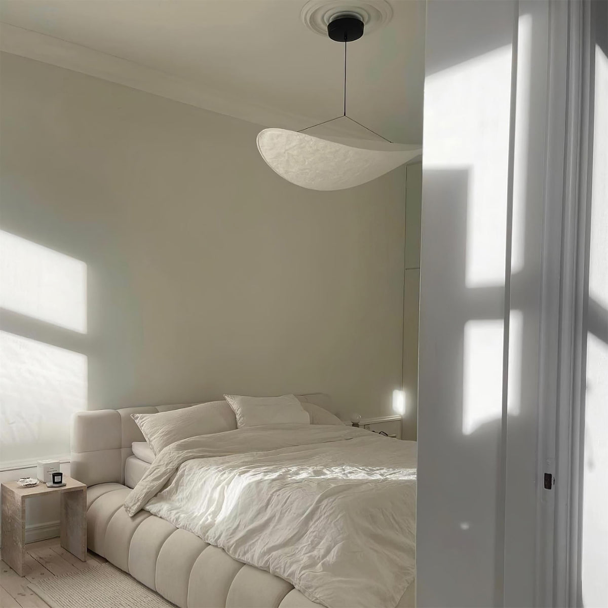 Lámpara colgante de pantalla de papel extragrande con altura ajustable, candelabro contemporáneo para isla de cocina, lámpara de techo para comedor | Thomler