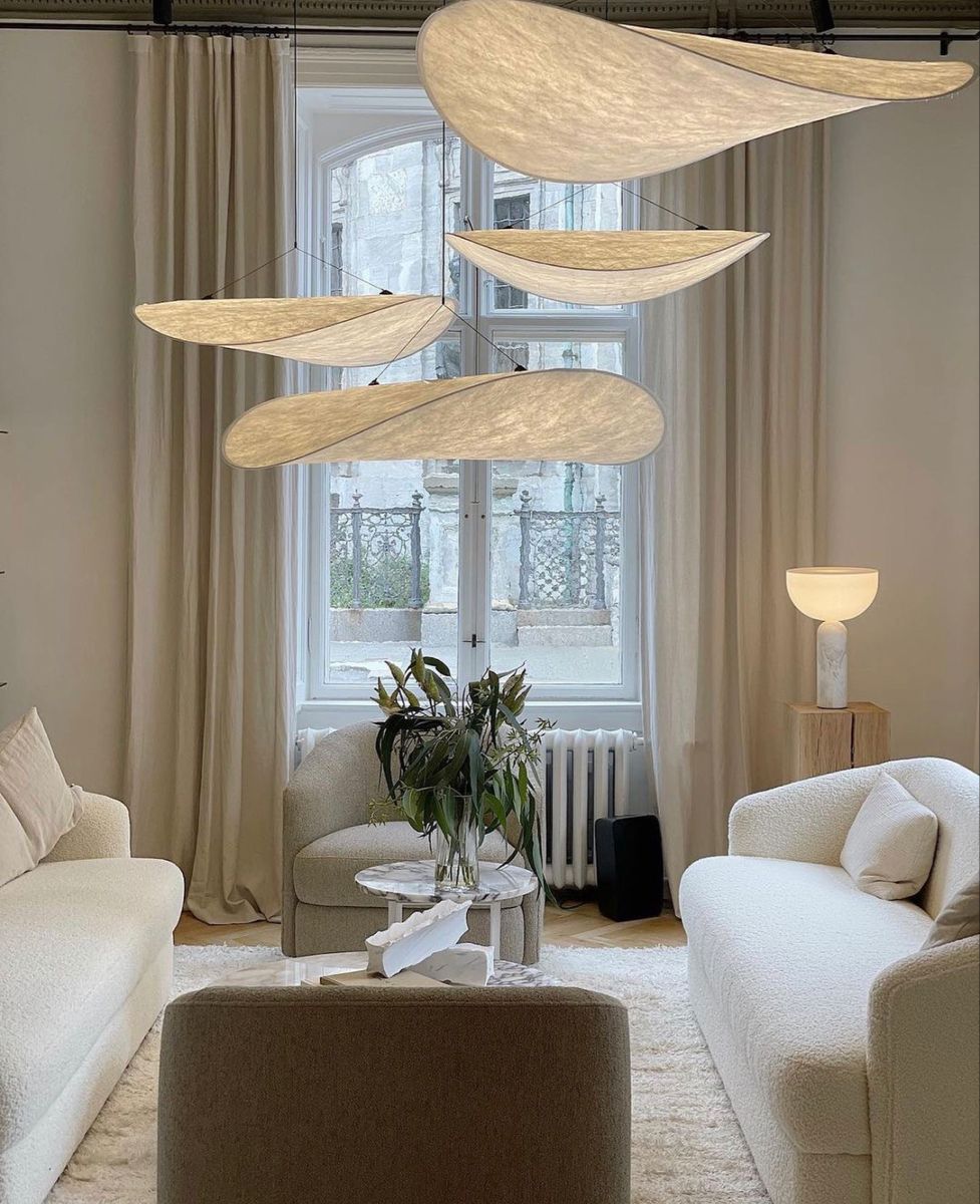 Lámpara colgante de pantalla de papel extragrande con altura ajustable, candelabro contemporáneo para isla de cocina, lámpara de techo para comedor | Thomler