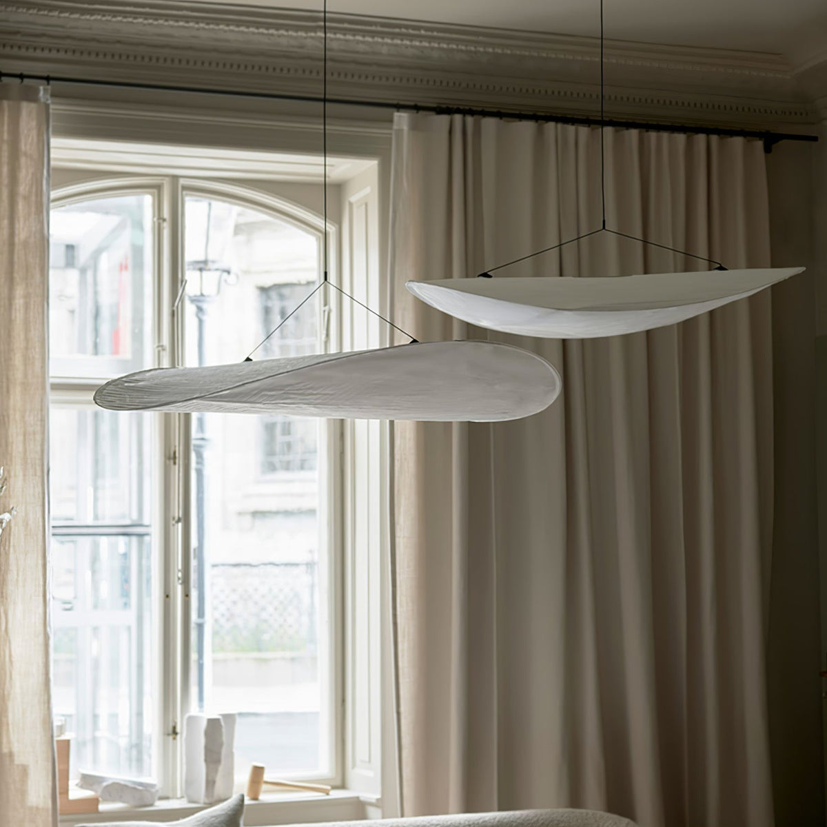 Lámpara colgante de pantalla de papel extragrande con altura ajustable, candelabro contemporáneo para isla de cocina, lámpara de techo para comedor | Thomler