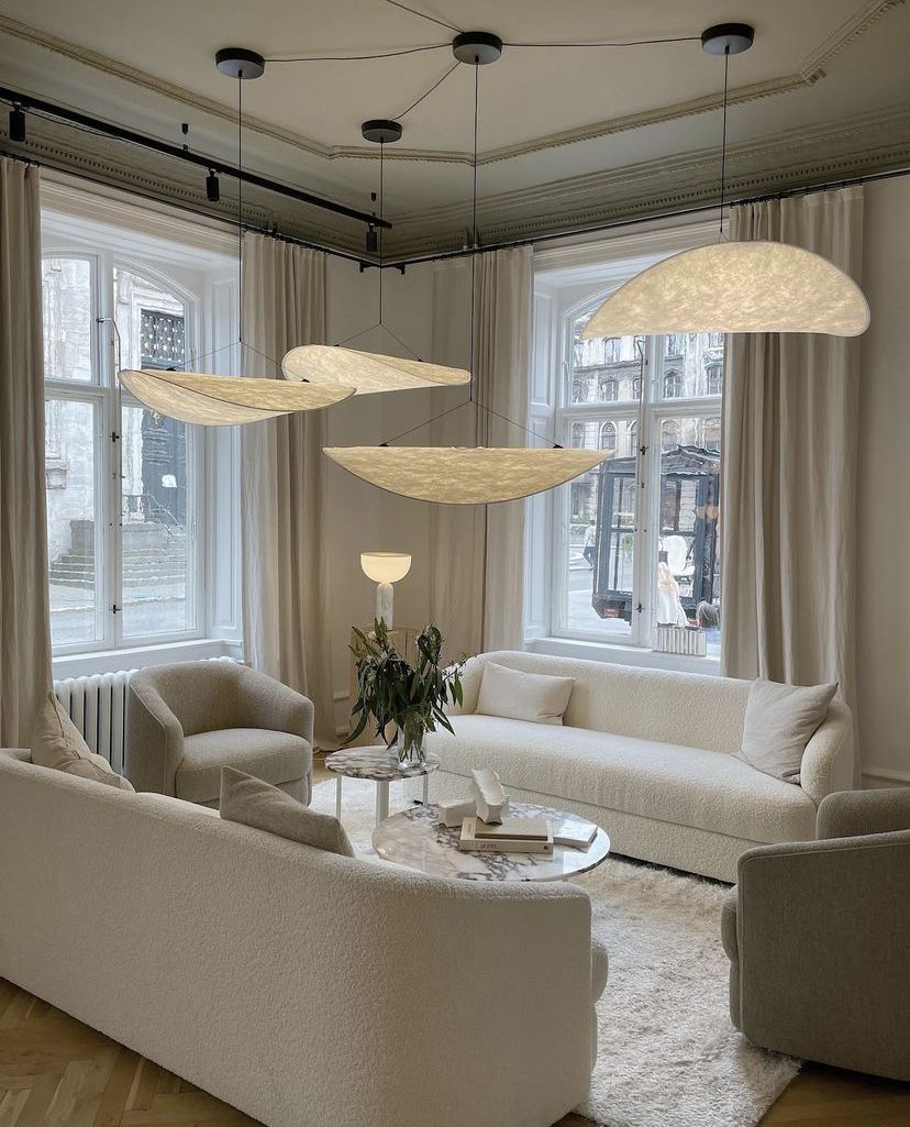 Lámpara colgante de pantalla de papel extragrande con altura ajustable, candelabro contemporáneo para isla de cocina, lámpara de techo para comedor | Thomler