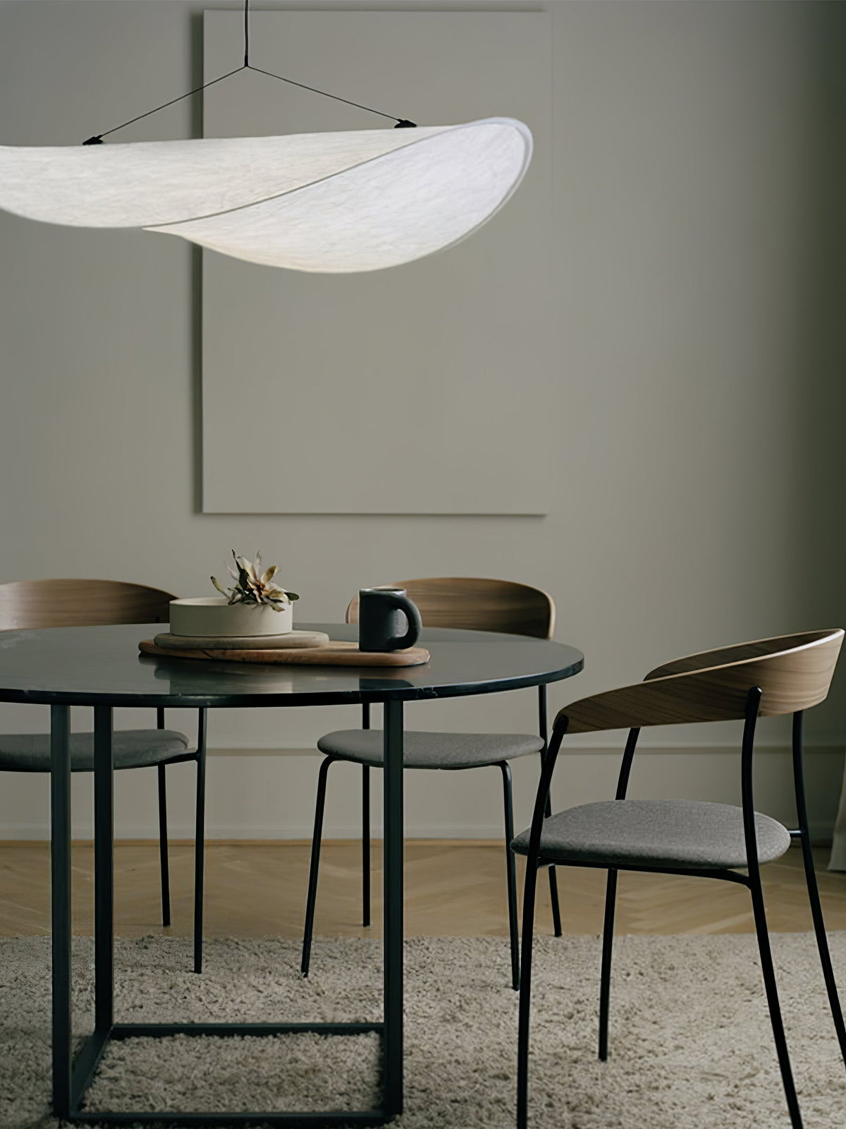 Lámpara colgante de pantalla de papel extragrande con altura ajustable, candelabro contemporáneo para isla de cocina, lámpara de techo para comedor | Thomler