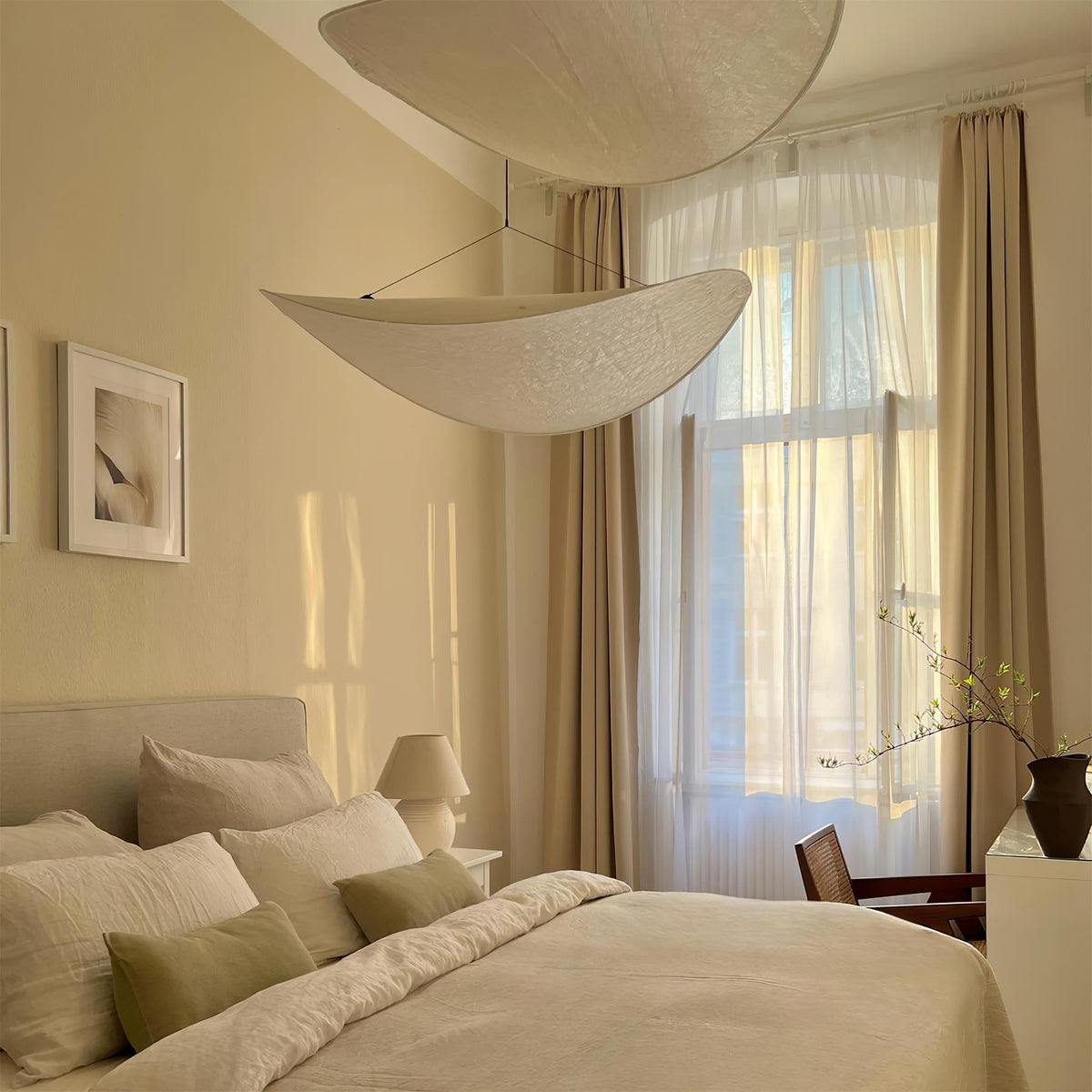Lámpara colgante de pantalla de papel extragrande con altura ajustable, candelabro contemporáneo para isla de cocina, lámpara de techo para comedor | Thomler