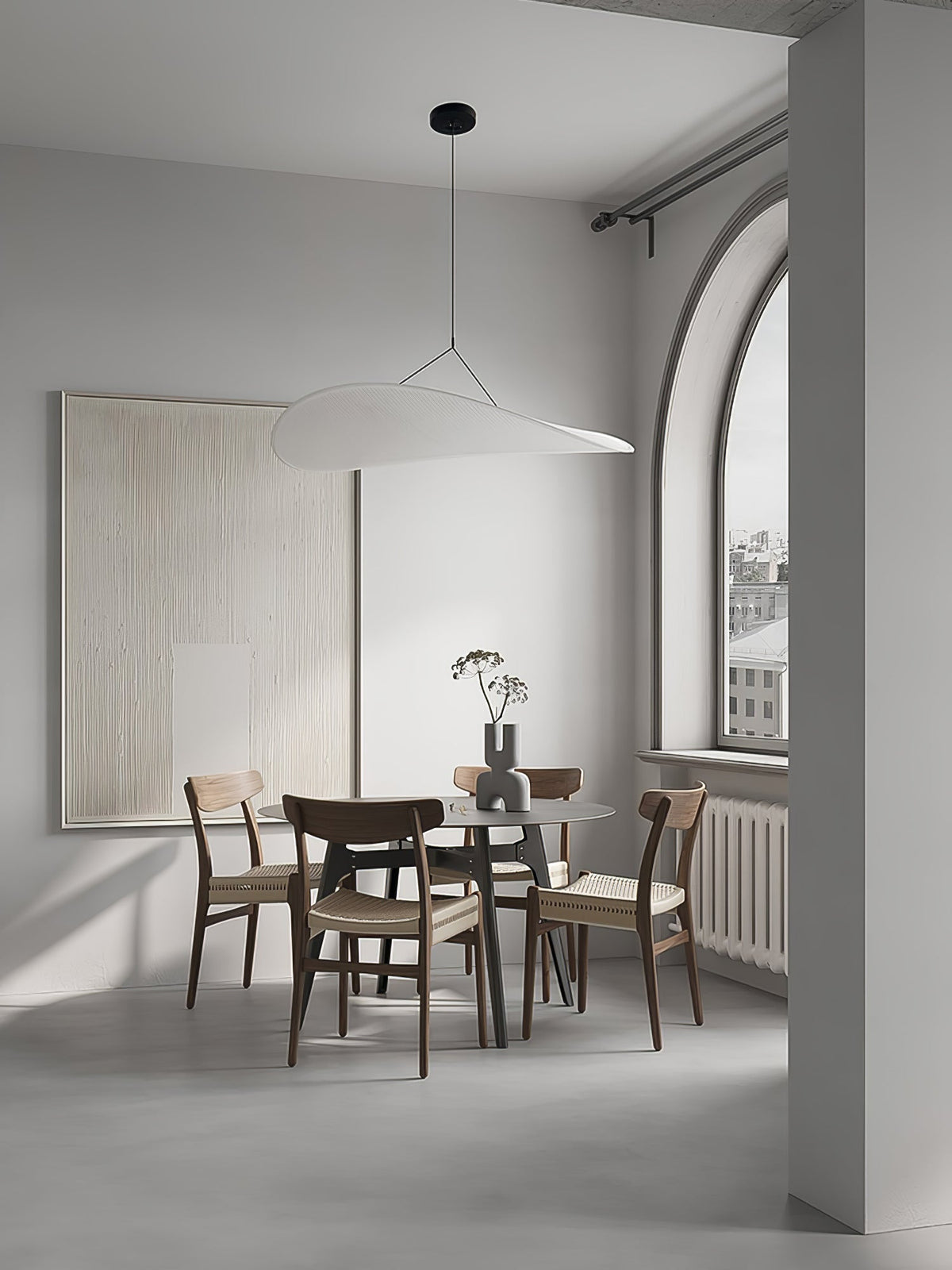 Lámpara colgante de pantalla de papel extragrande con altura ajustable, candelabro contemporáneo para isla de cocina, lámpara de techo para comedor | Thomler