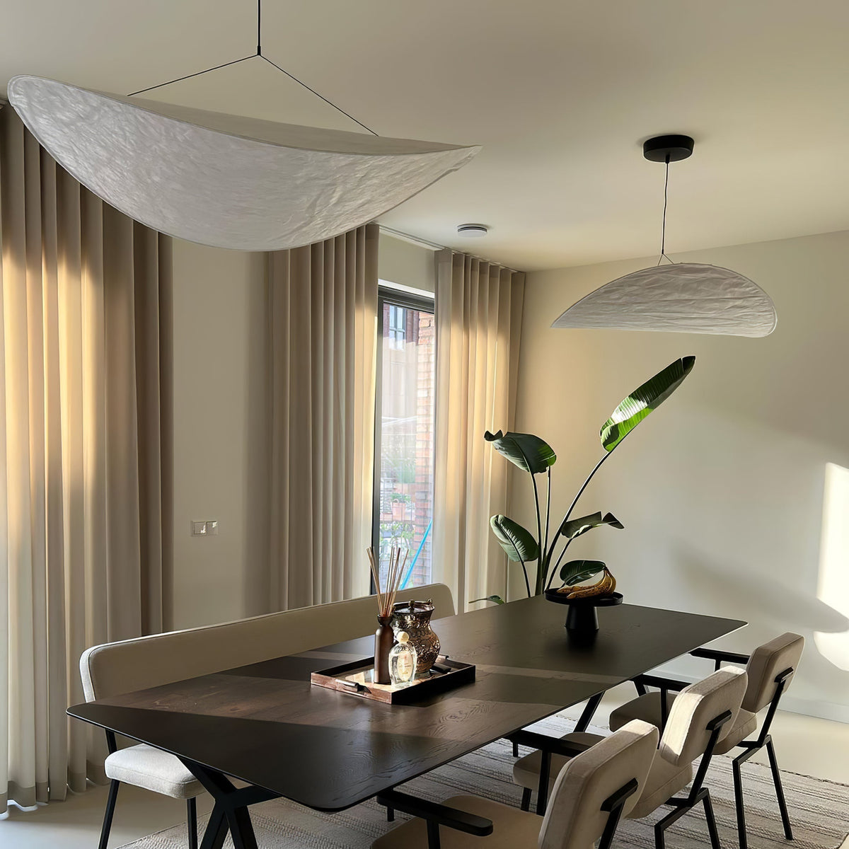 Lámpara colgante de pantalla de papel extragrande con altura ajustable, candelabro contemporáneo para isla de cocina, lámpara de techo para comedor | Thomler