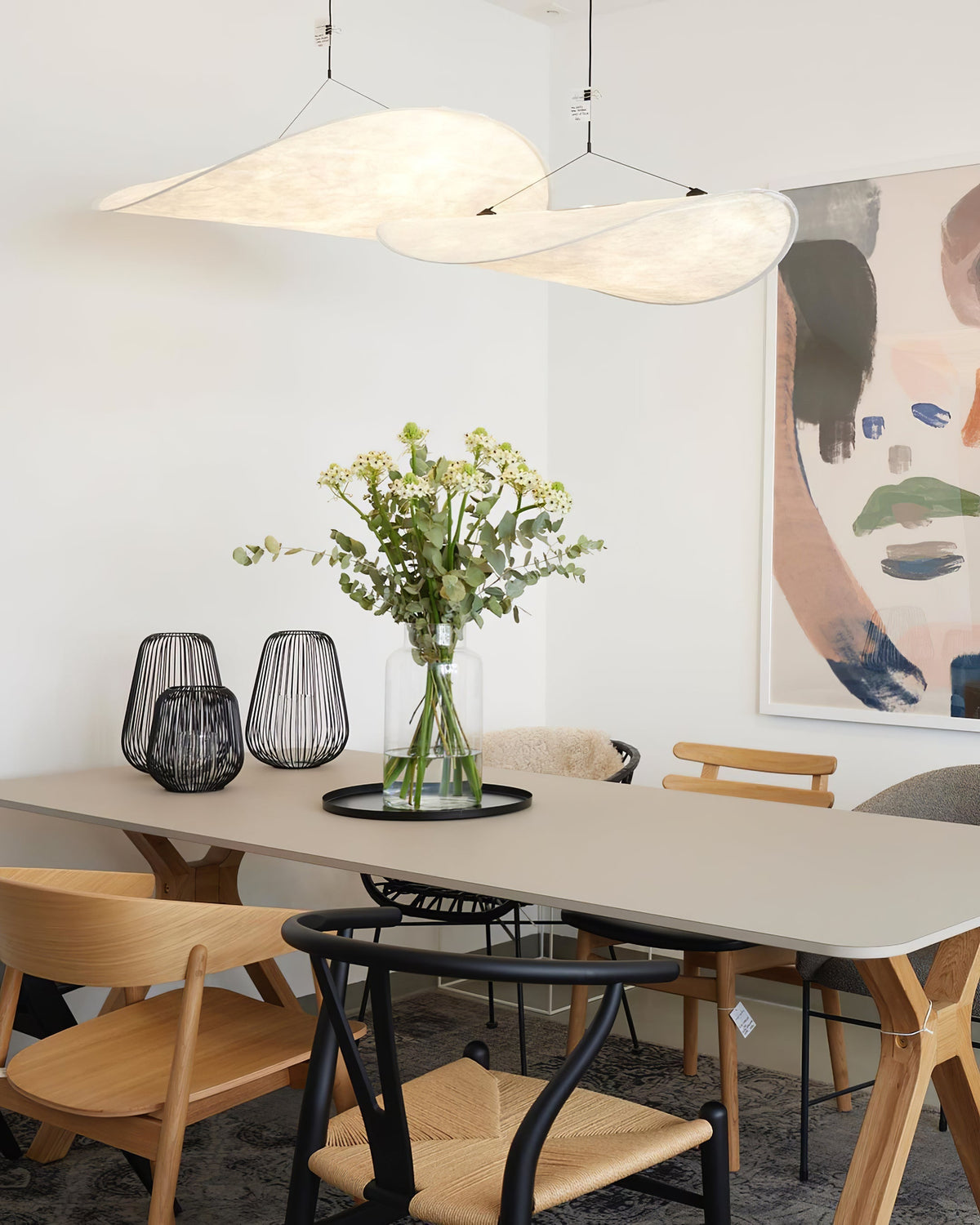 Lámpara colgante de pantalla de papel extragrande con altura ajustable, candelabro contemporáneo para isla de cocina, lámpara de techo para comedor | Thomler