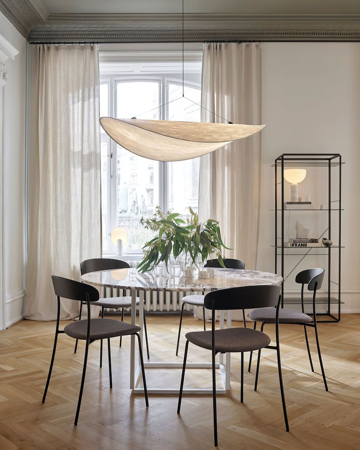 Lámpara colgante de pantalla de papel extragrande con altura ajustable, candelabro contemporáneo para isla de cocina, lámpara de techo para comedor | Thomler